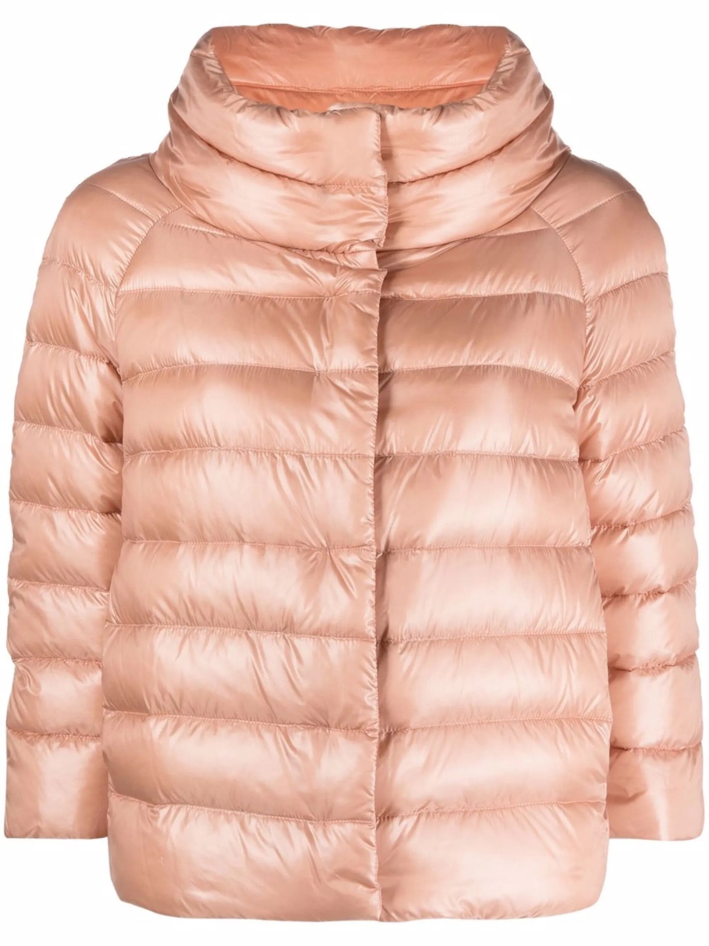 high-neck three-quarter sleeves puffer jacket