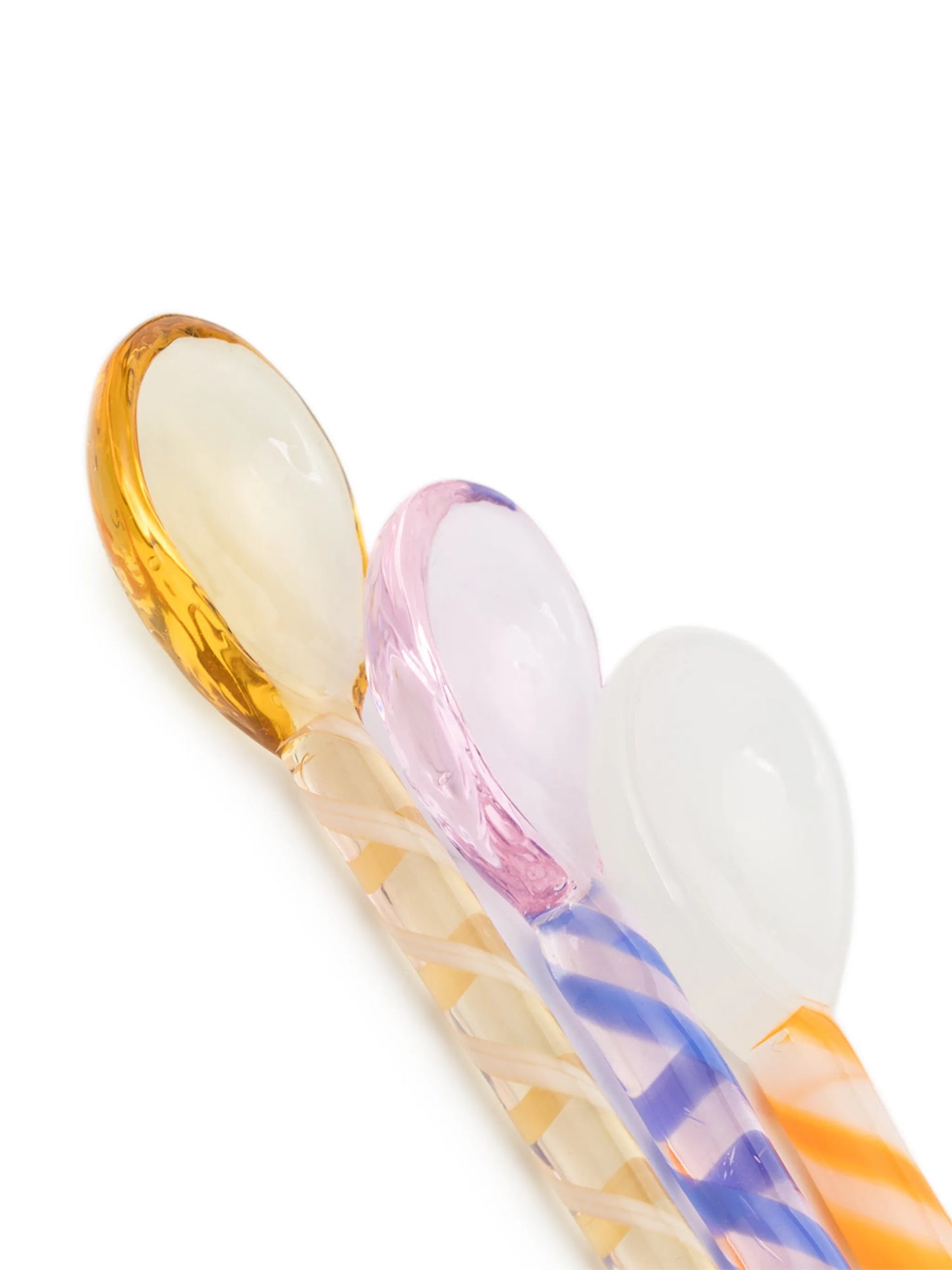 striped glass spoon set