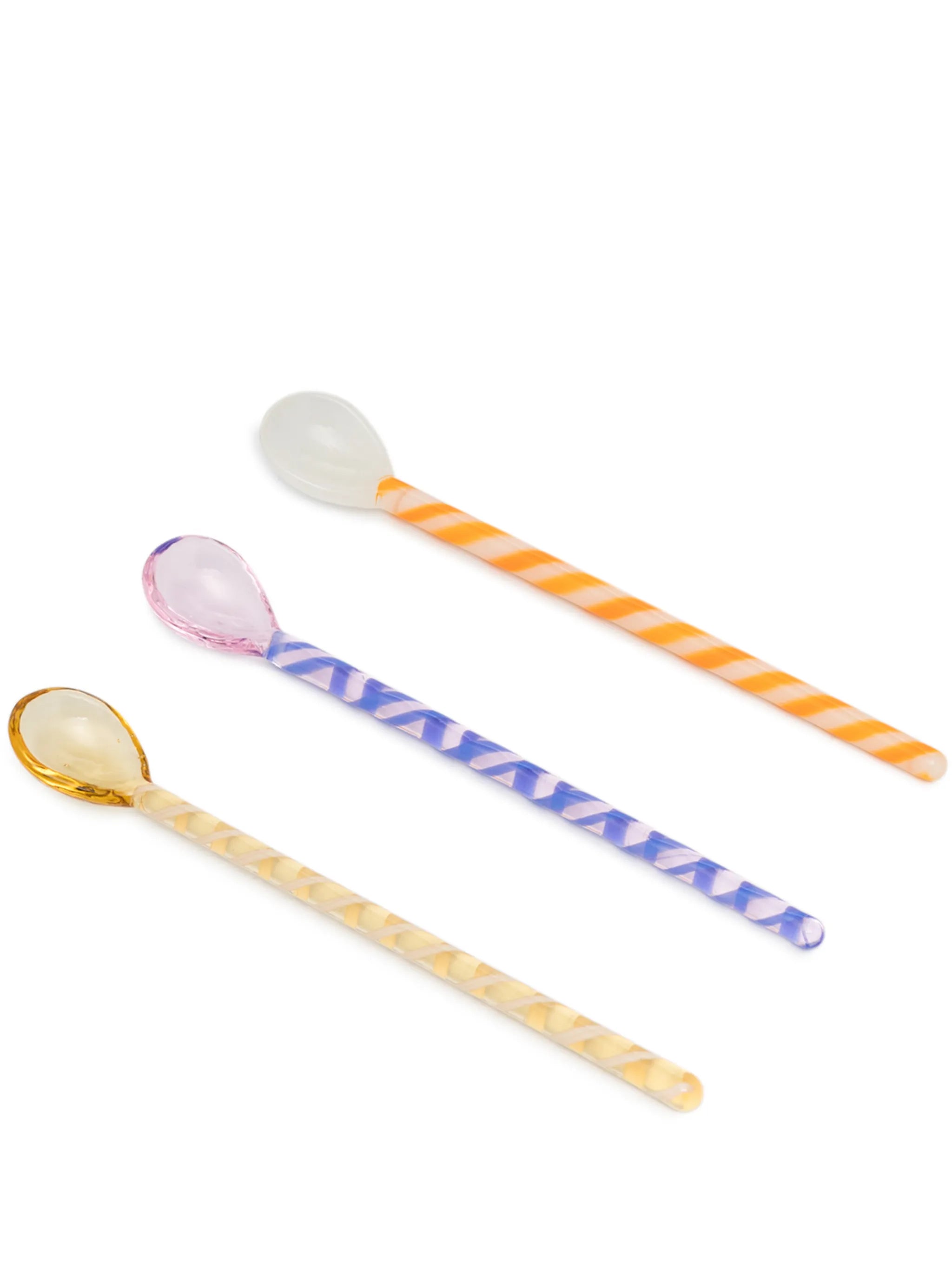 striped glass spoon set