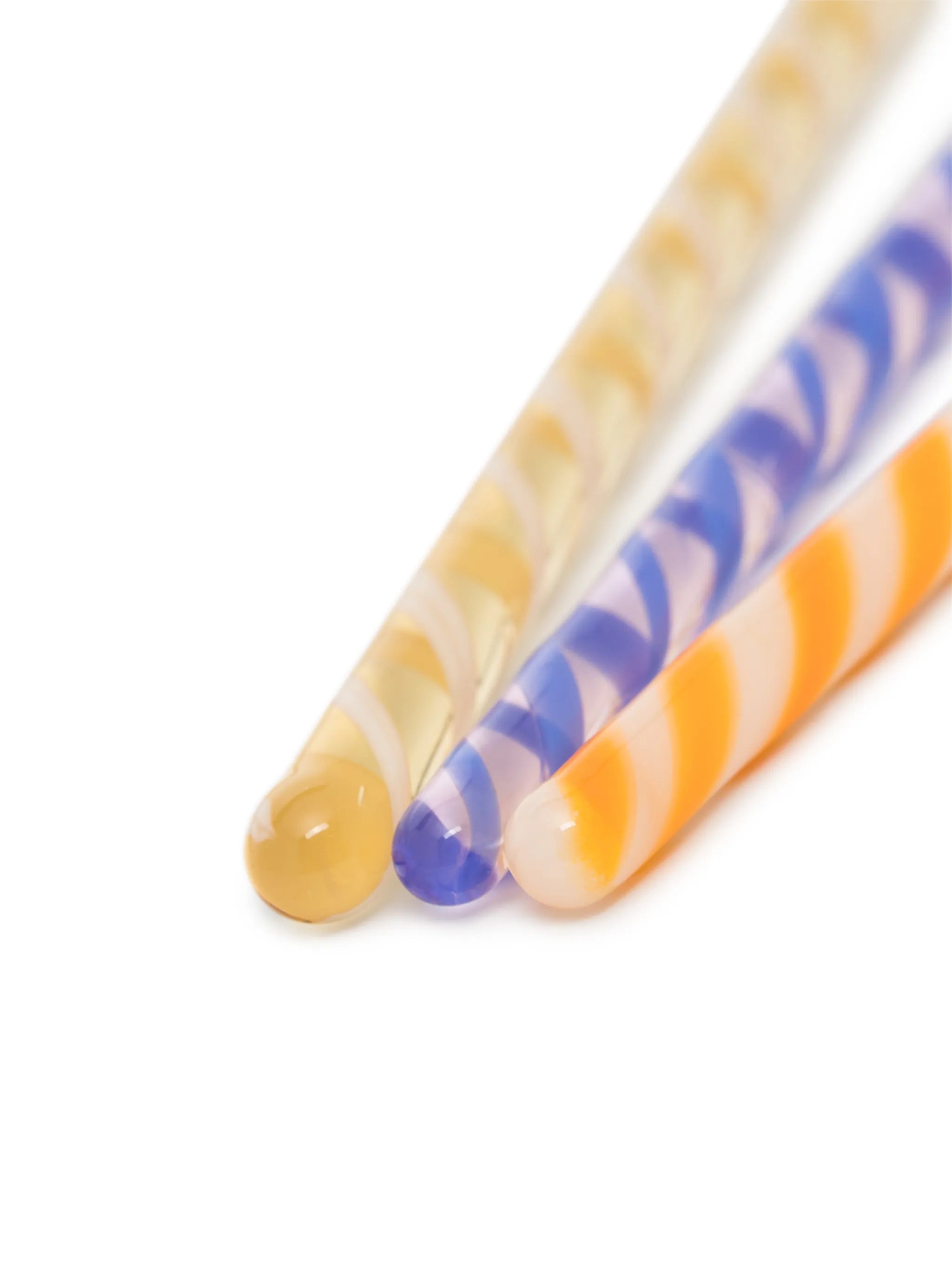 striped glass spoon set