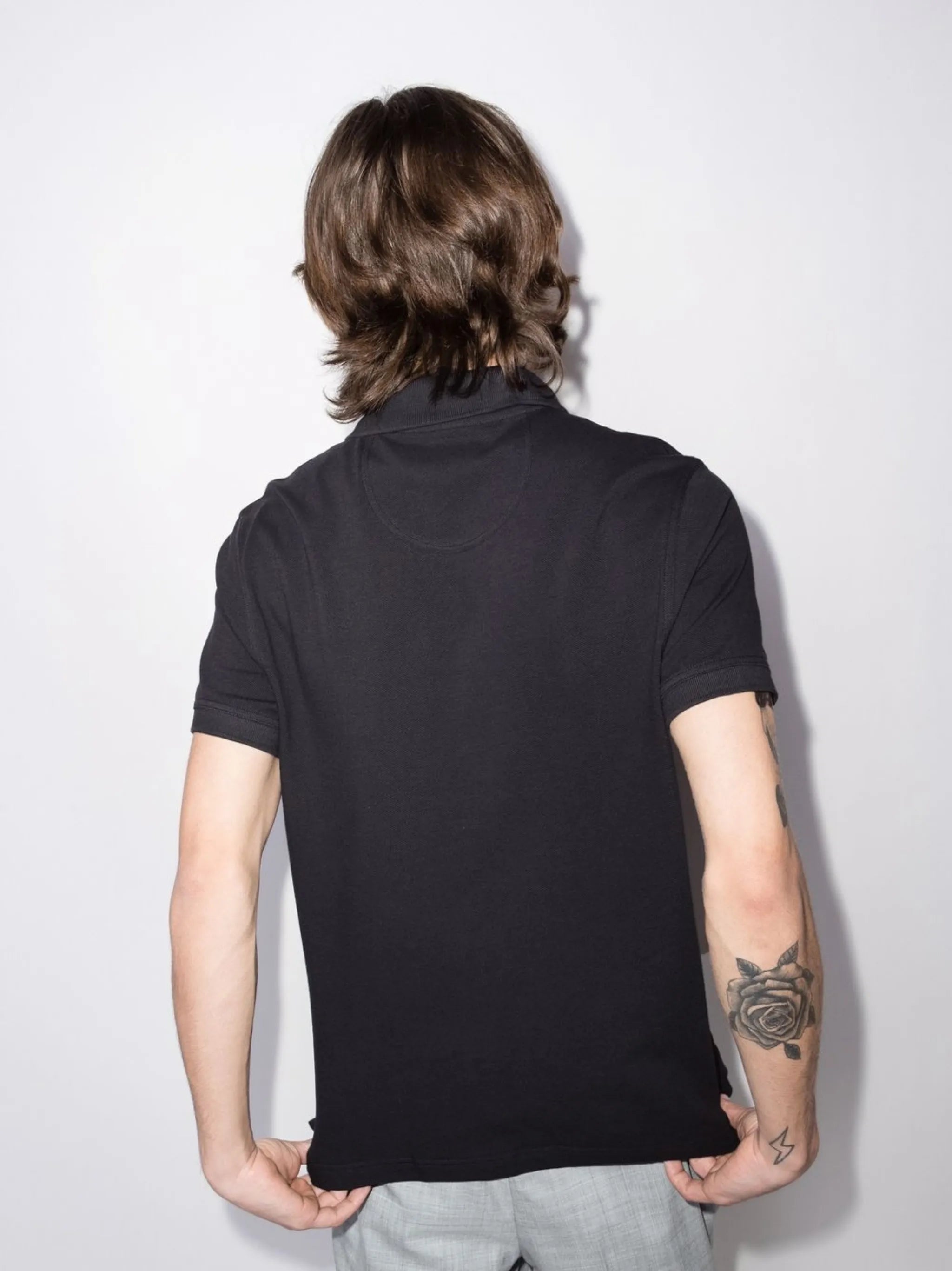 tartan trim short-sleeved polo shirt