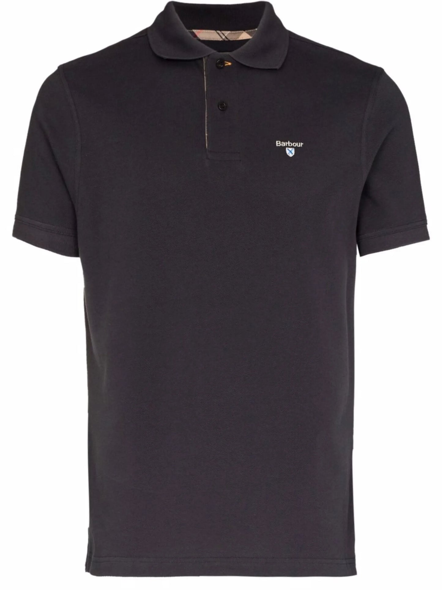 tartan trim short-sleeved polo shirt
