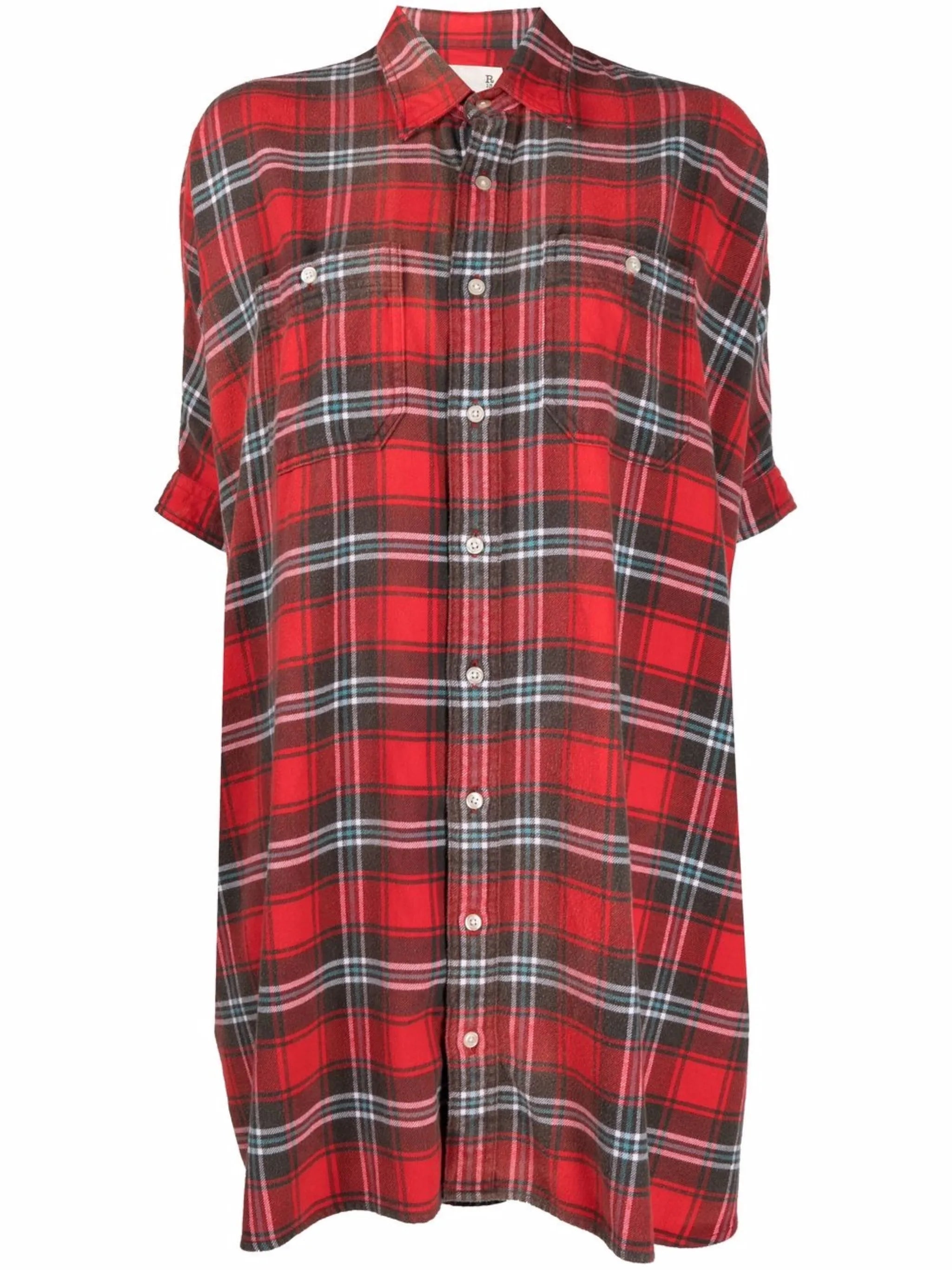 tartan-print shirt dress