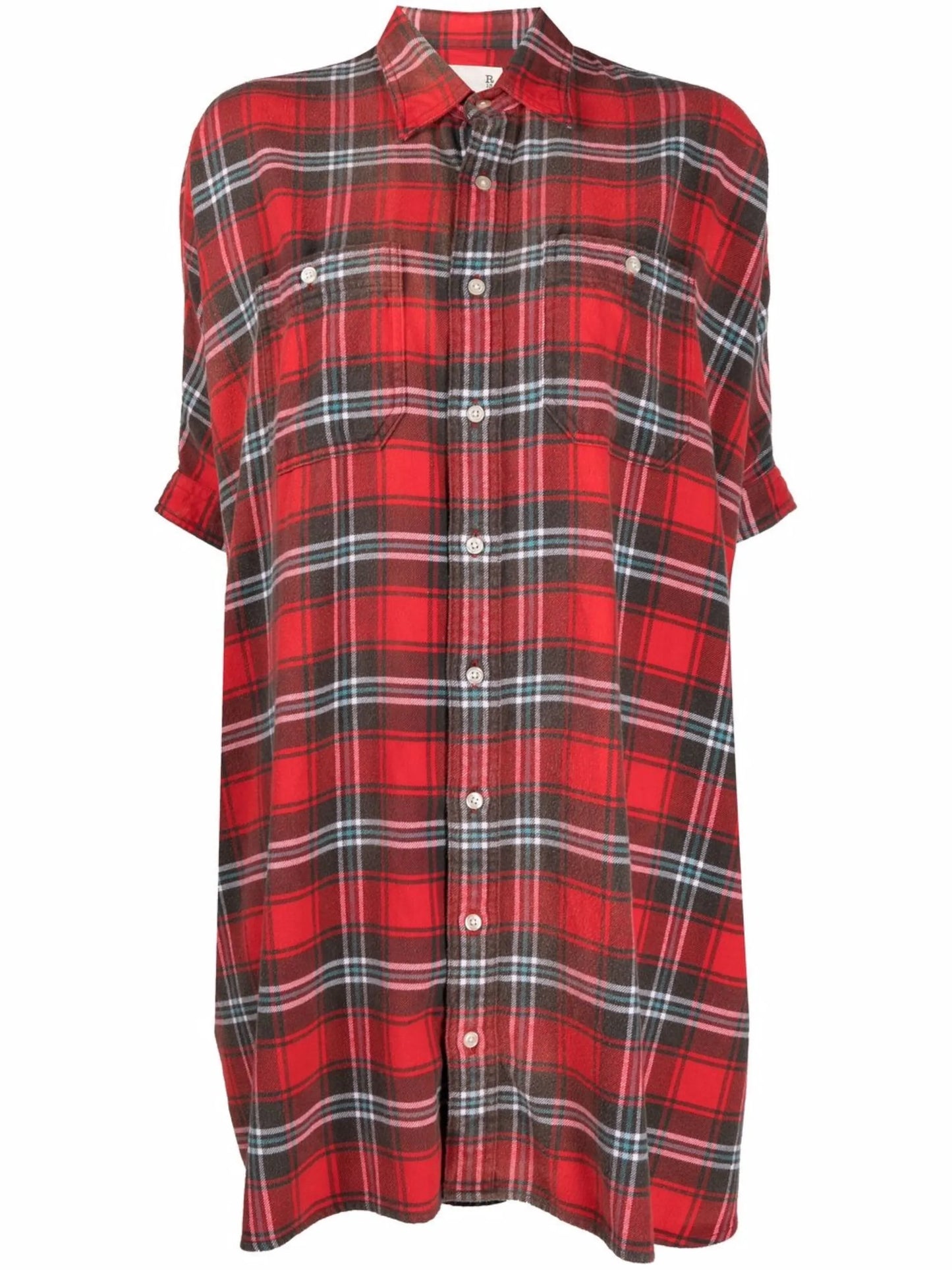 tartan-print shirt dress