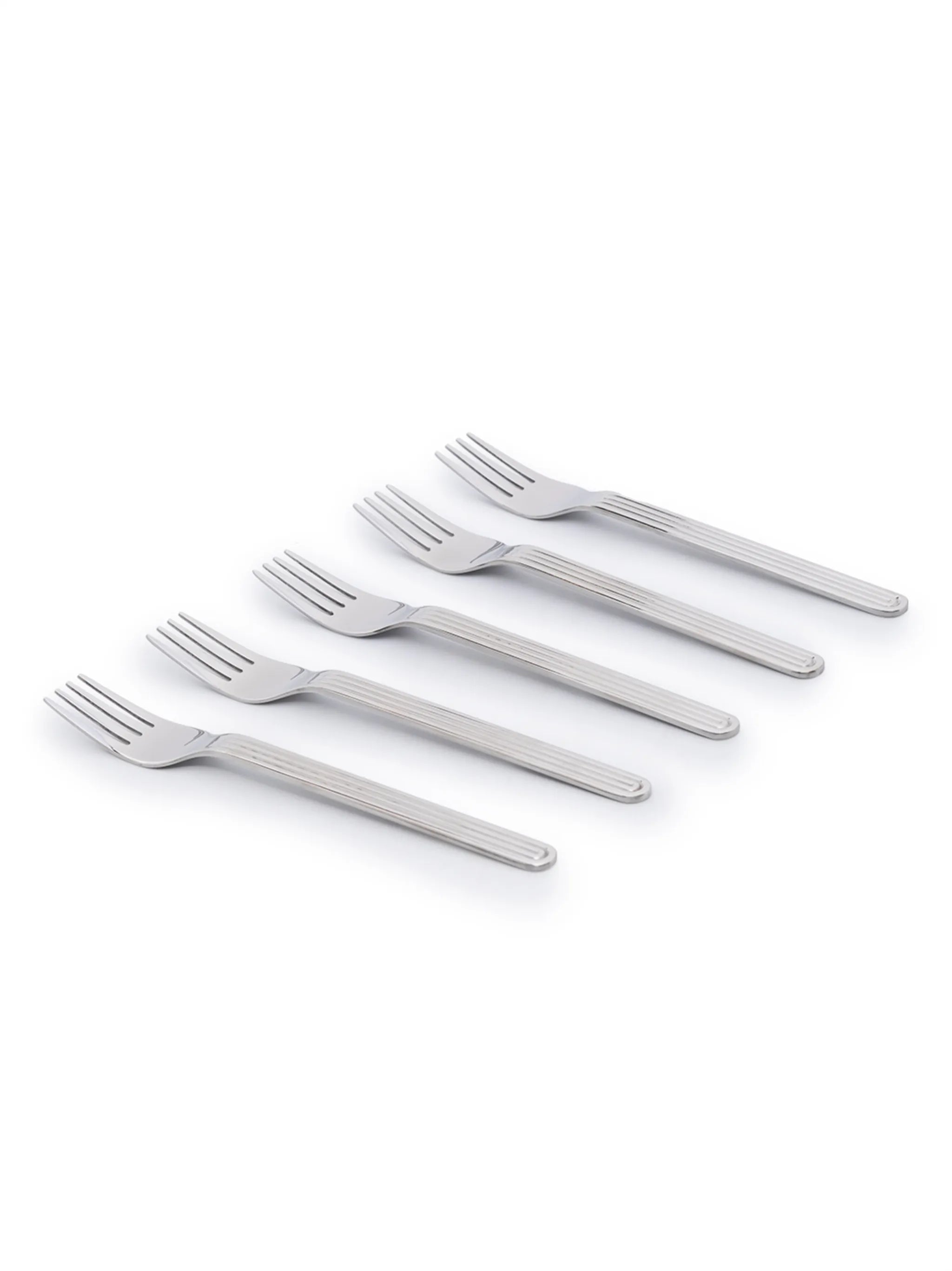 set of 5 ribbed forks