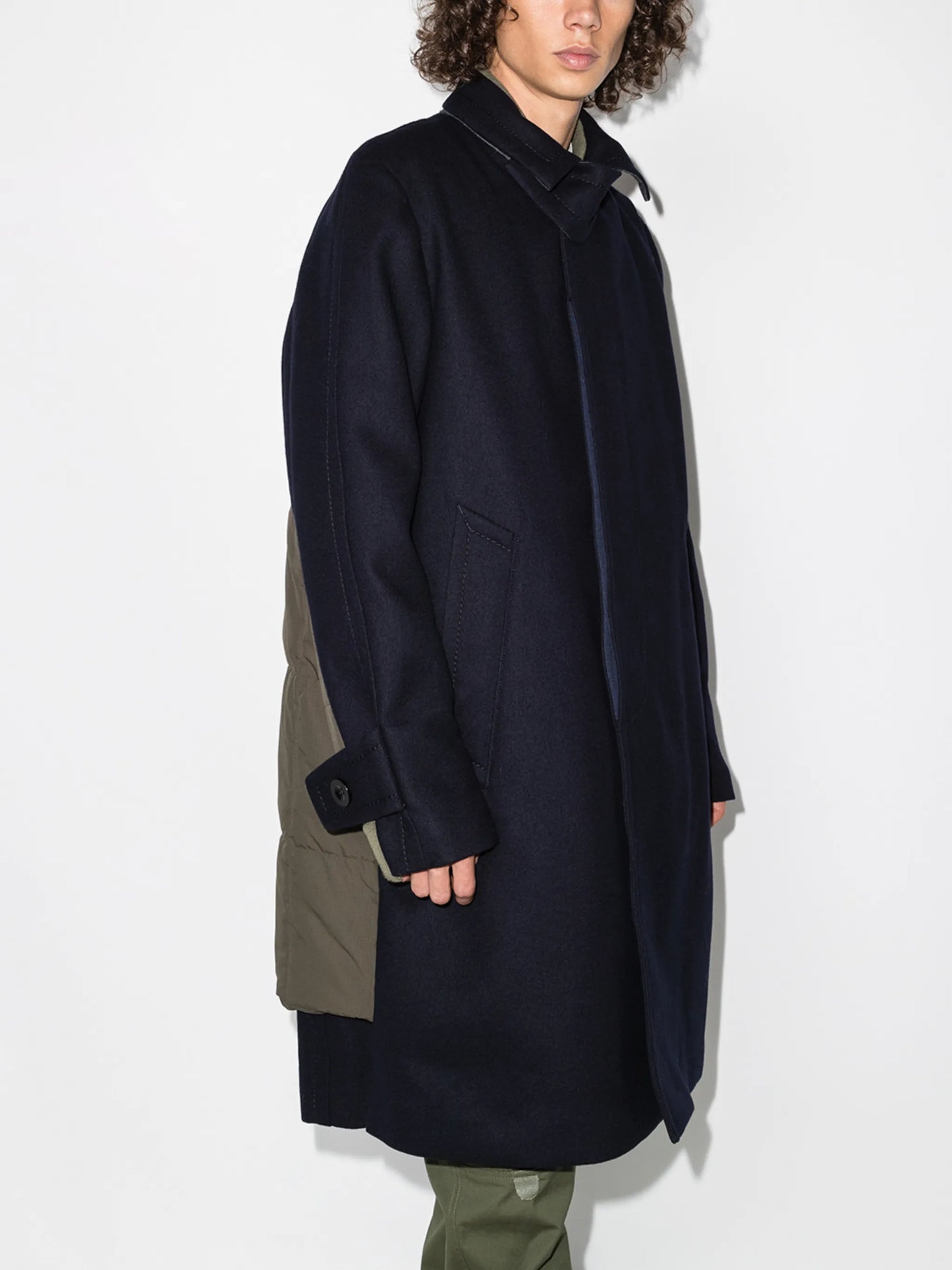 Melton long trench coat