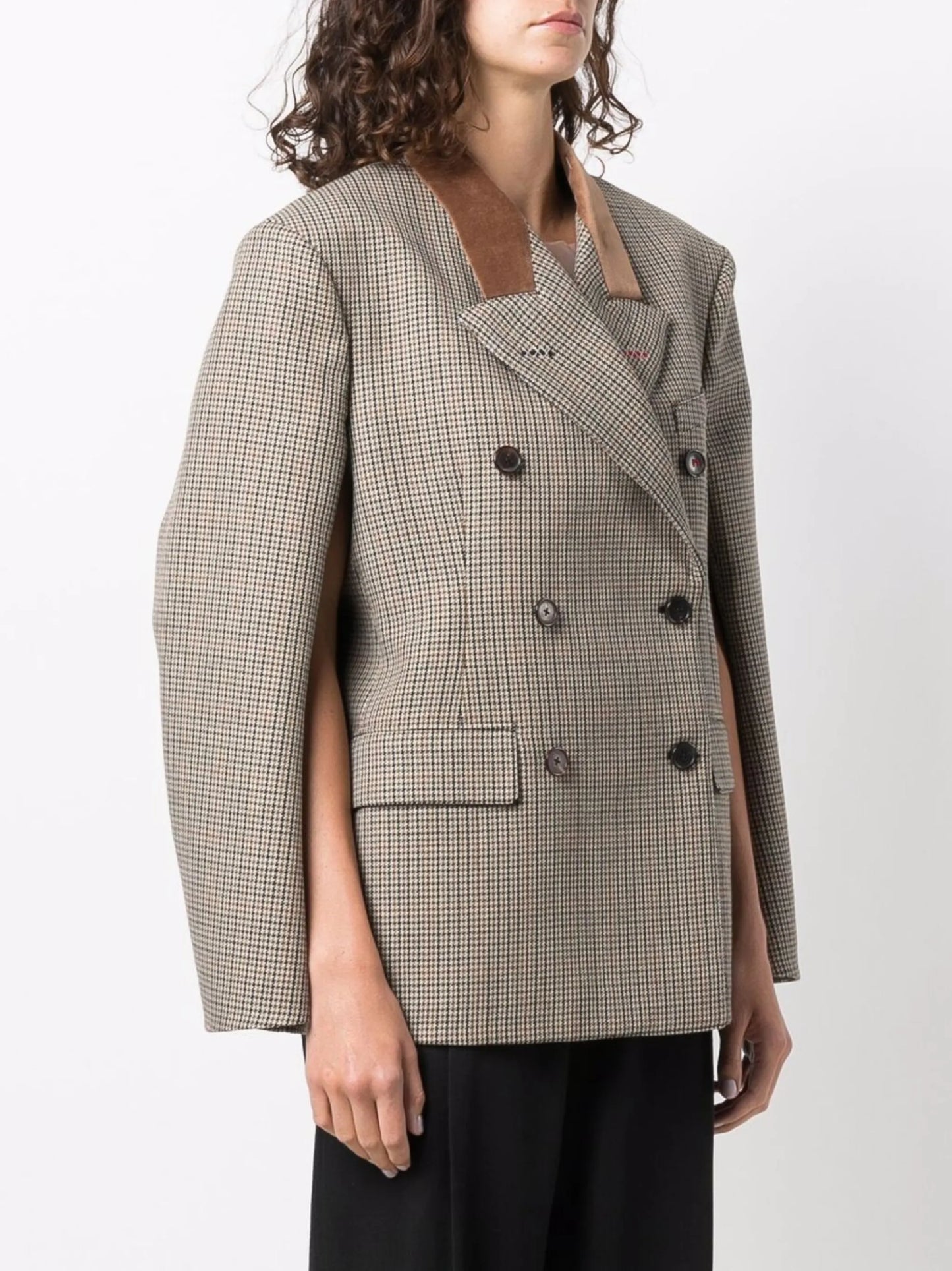 houndstooth double-breasted blazer