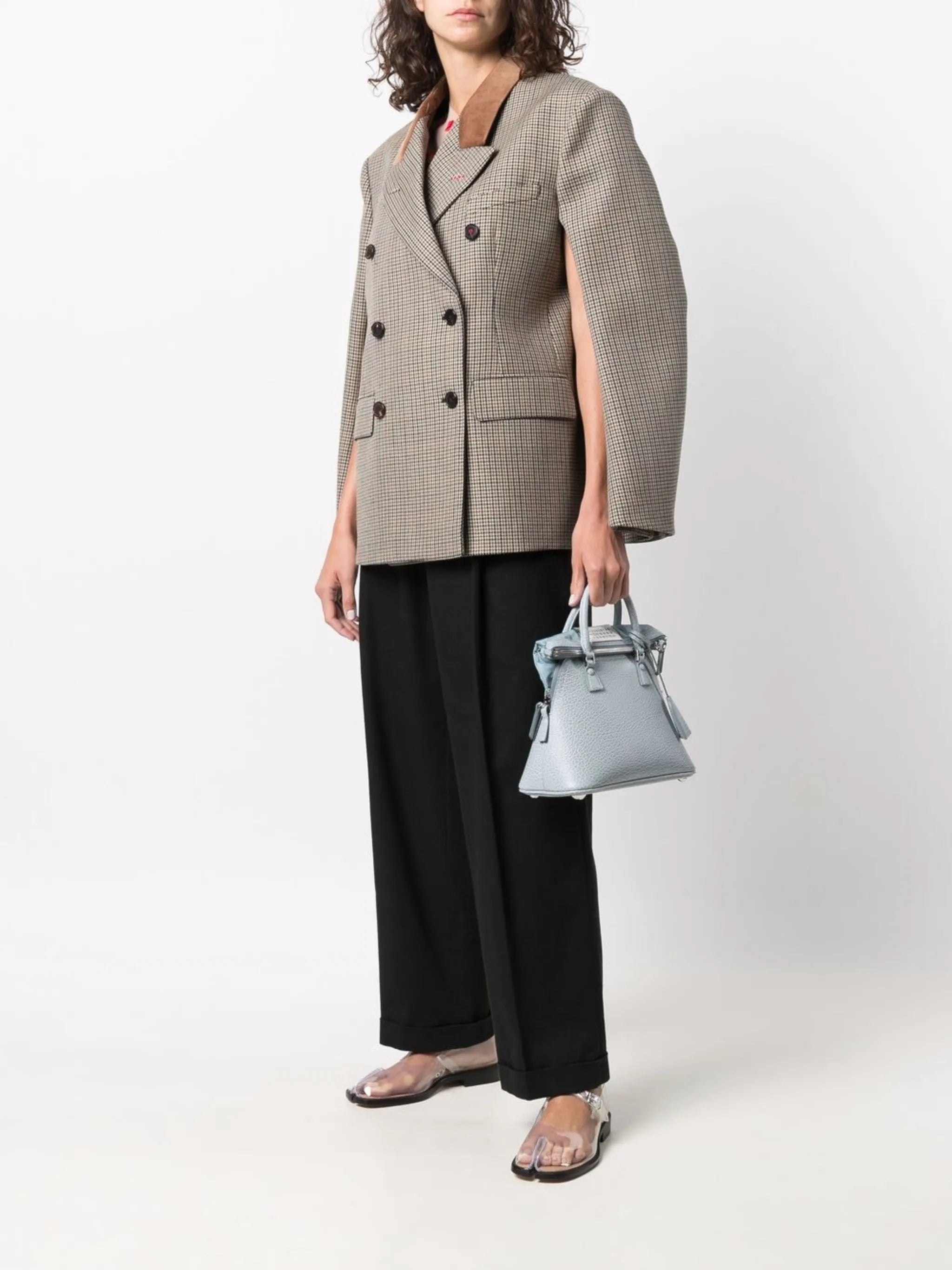 houndstooth double-breasted blazer