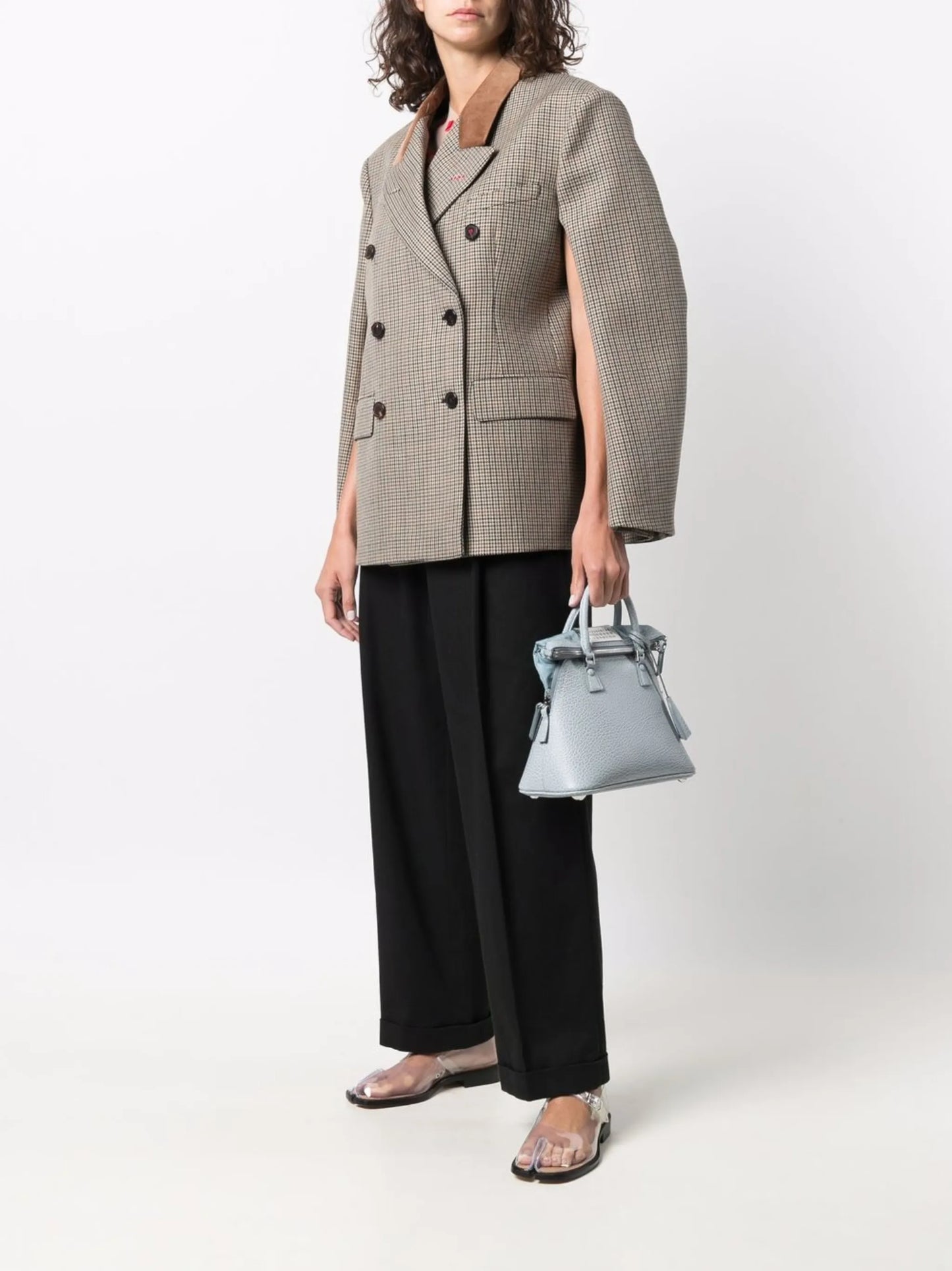 houndstooth double-breasted blazer