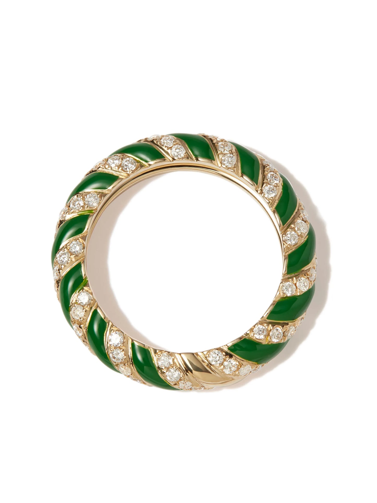 9kt yellow gold twisted diamond enamel band ring