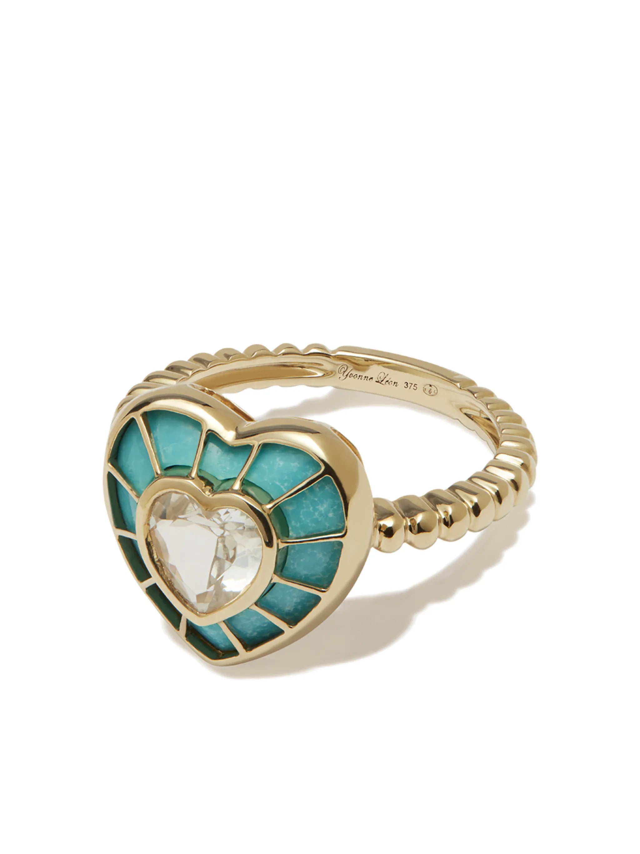 9kt yellow gold topaz and turquoise heart ring