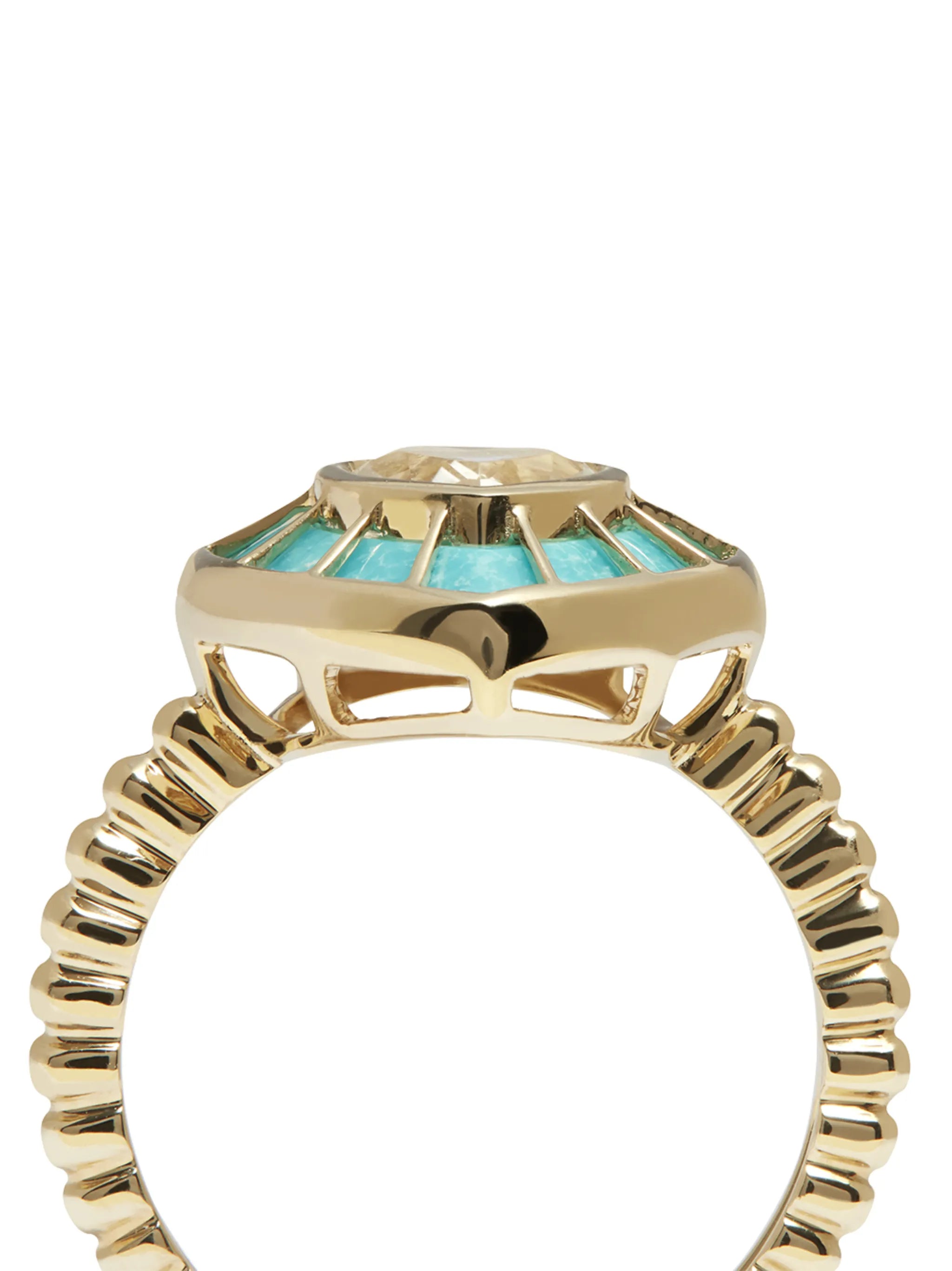 9kt yellow gold topaz and turquoise heart ring
