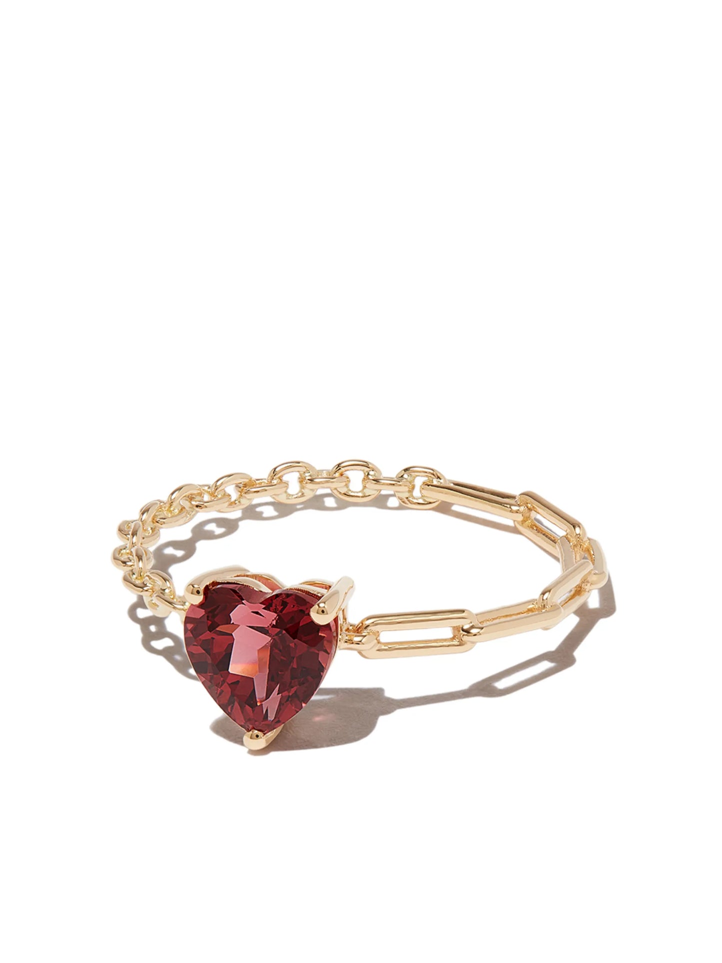 18kt yellow gold rhodolite heart ring