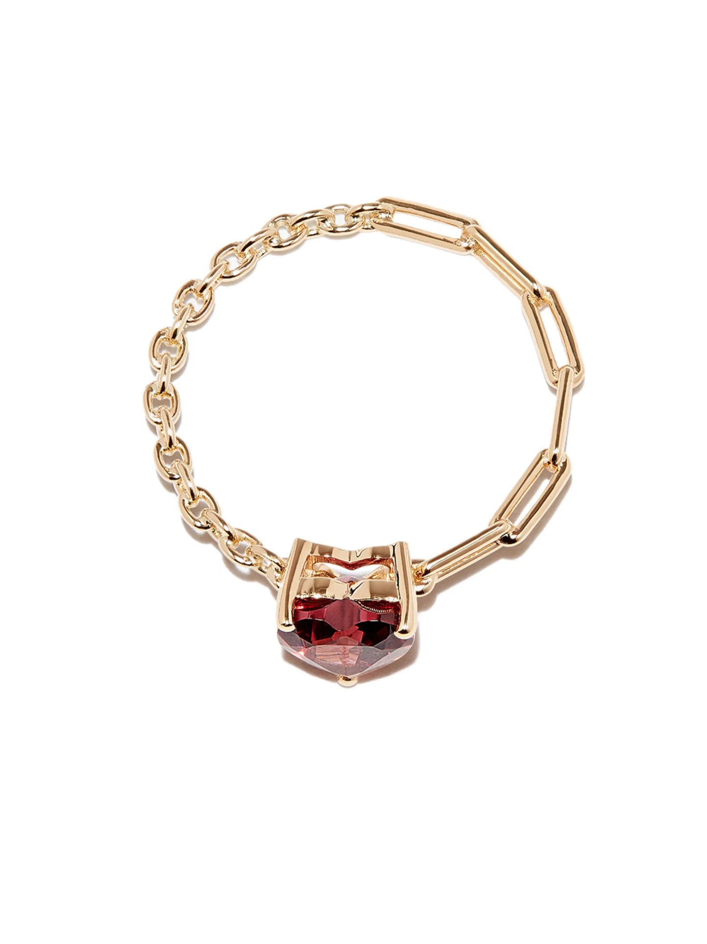 18kt yellow gold rhodolite heart ring