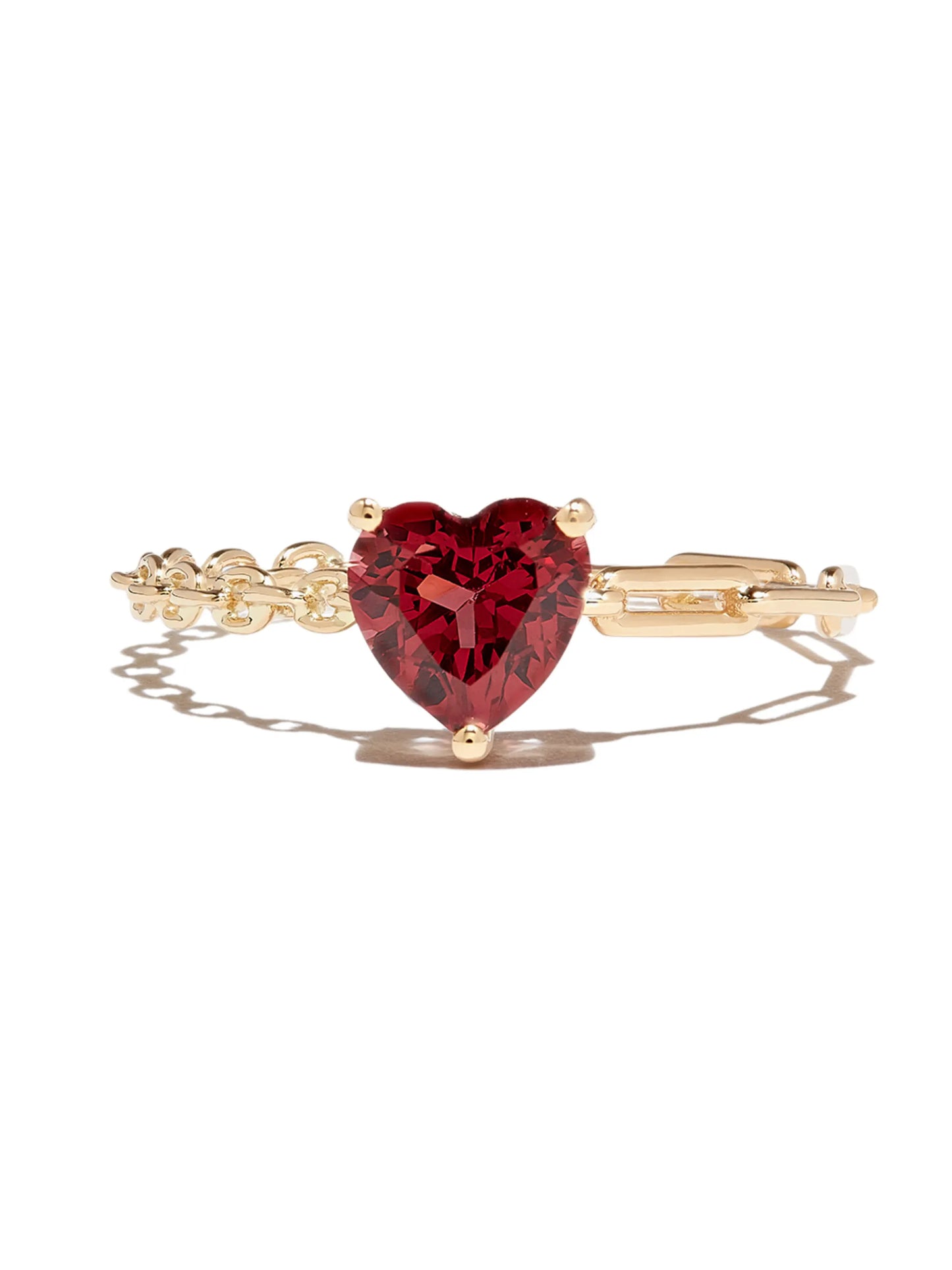 18kt yellow gold rhodolite heart ring