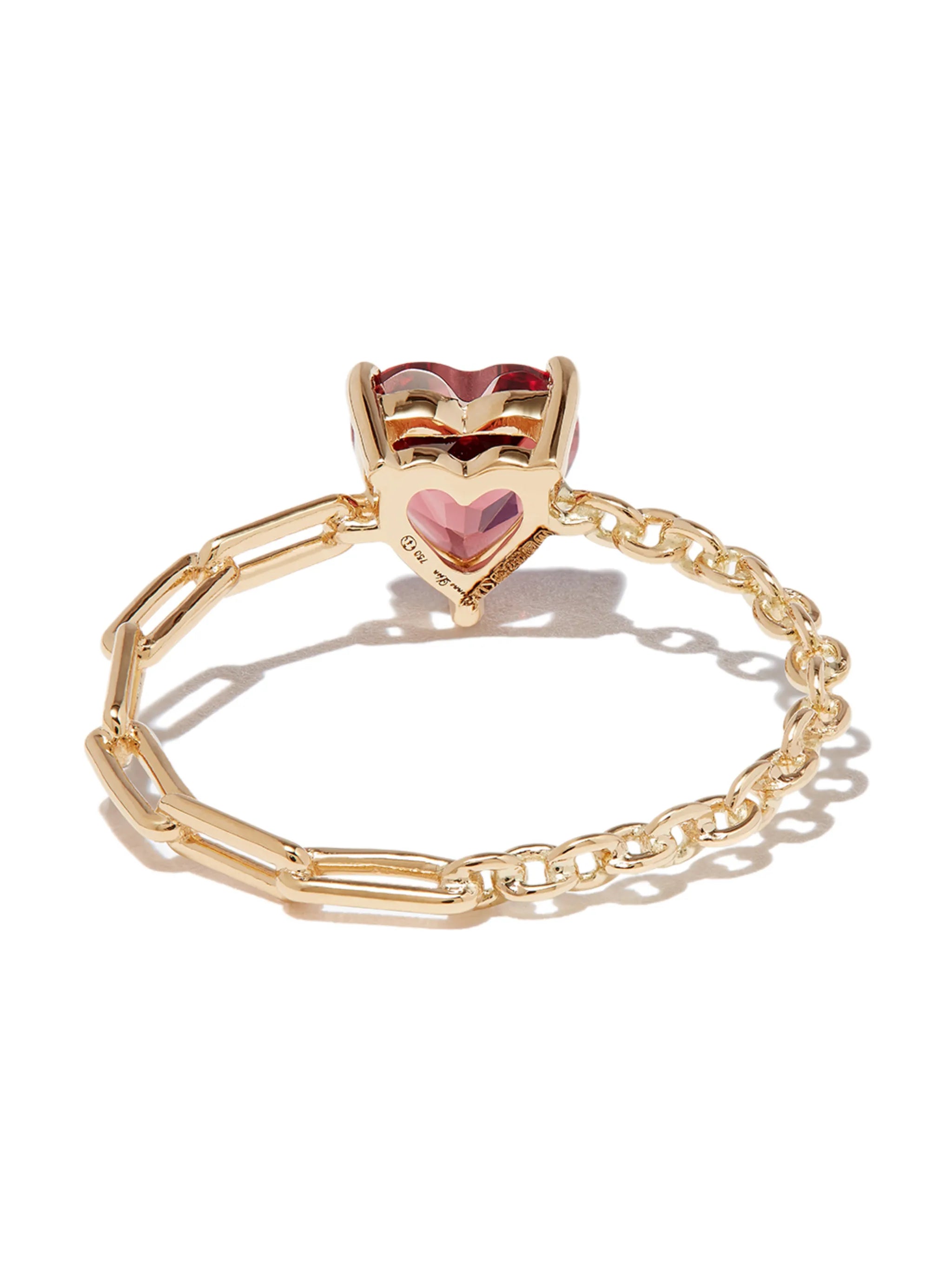 18kt yellow gold rhodolite heart ring