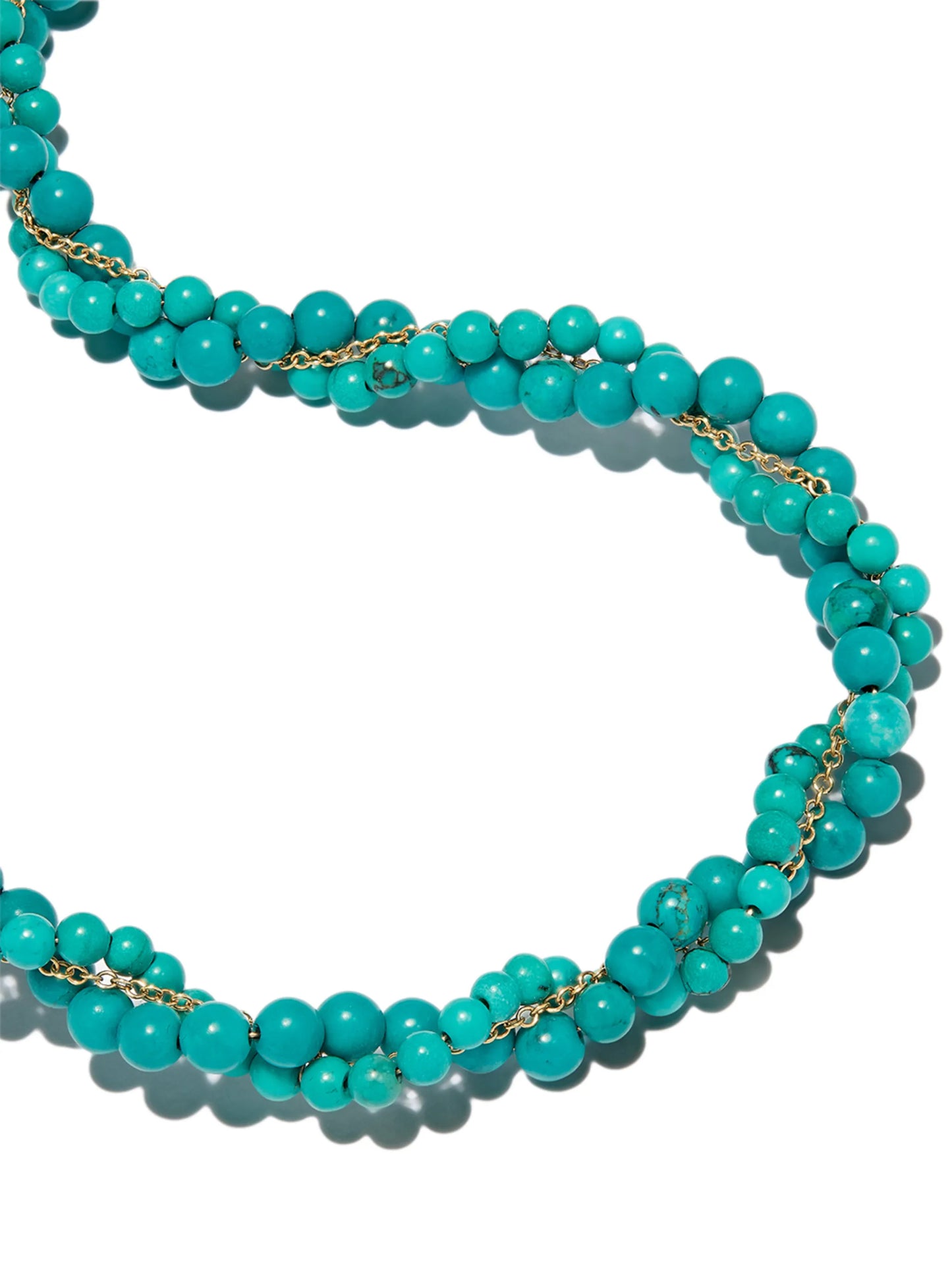 9kt yellow gold turquoise beaded necklace