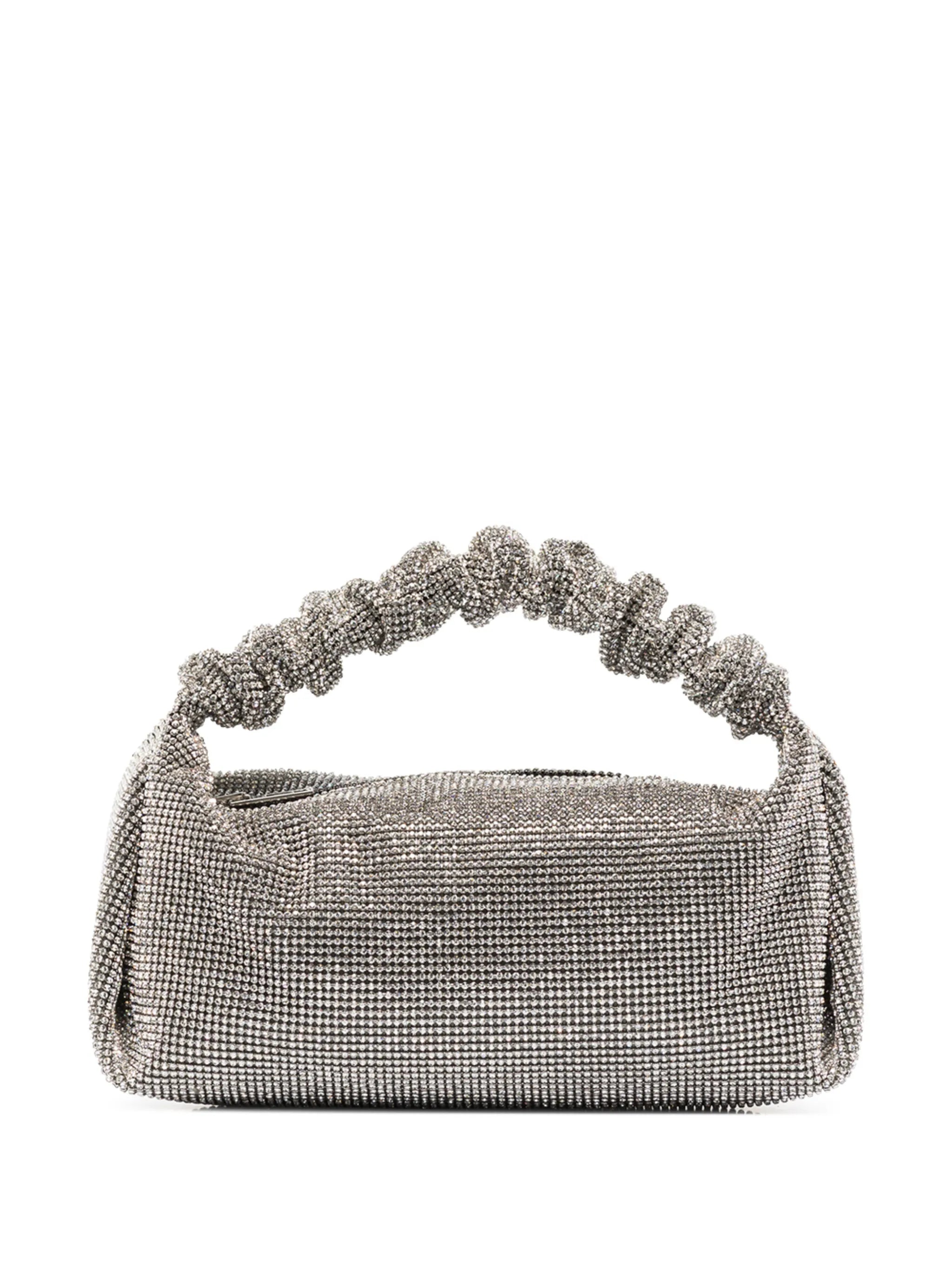 Scrunchie crystal-embellished bag