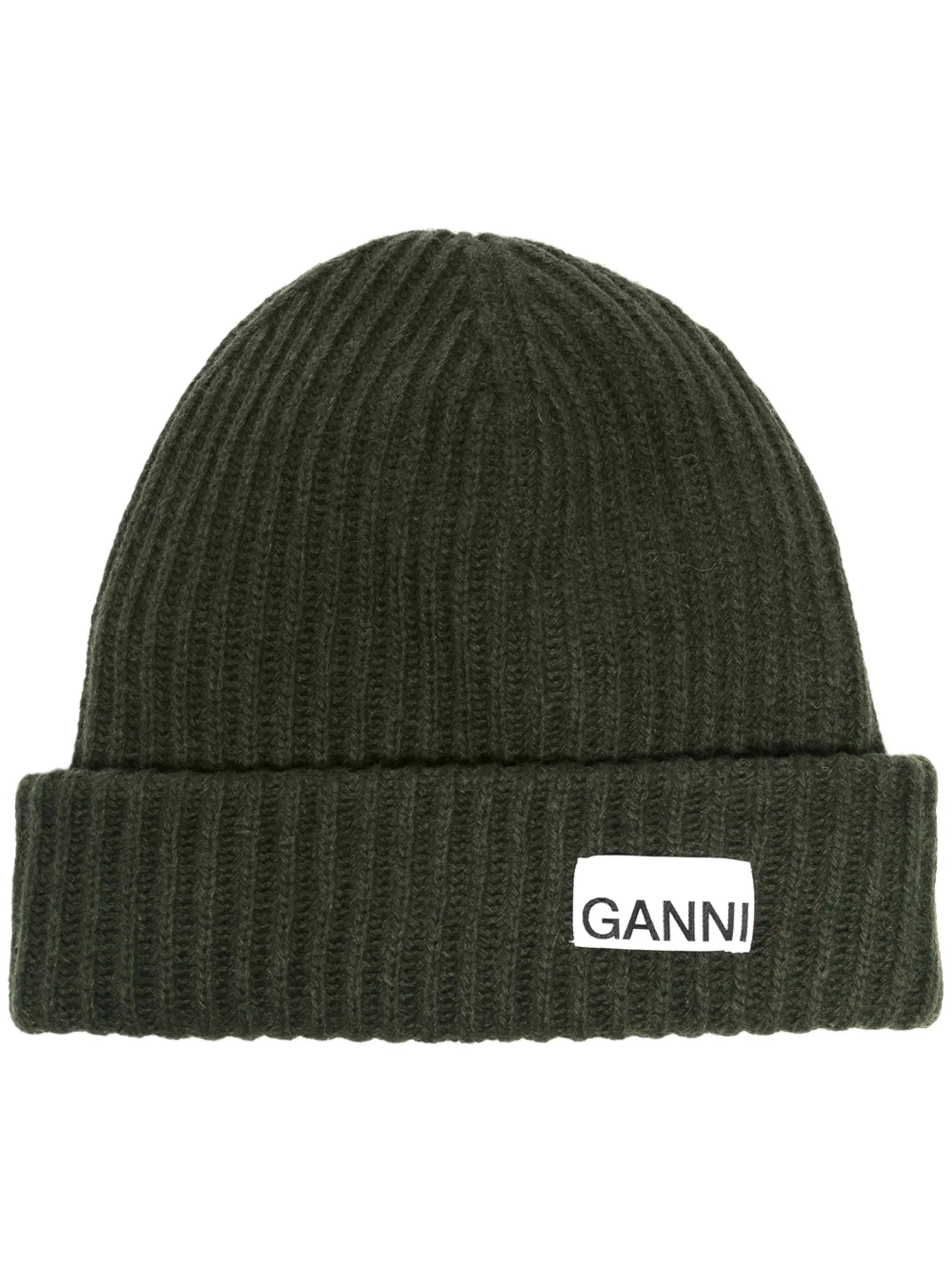 logo-patch ribbed-knit beanie