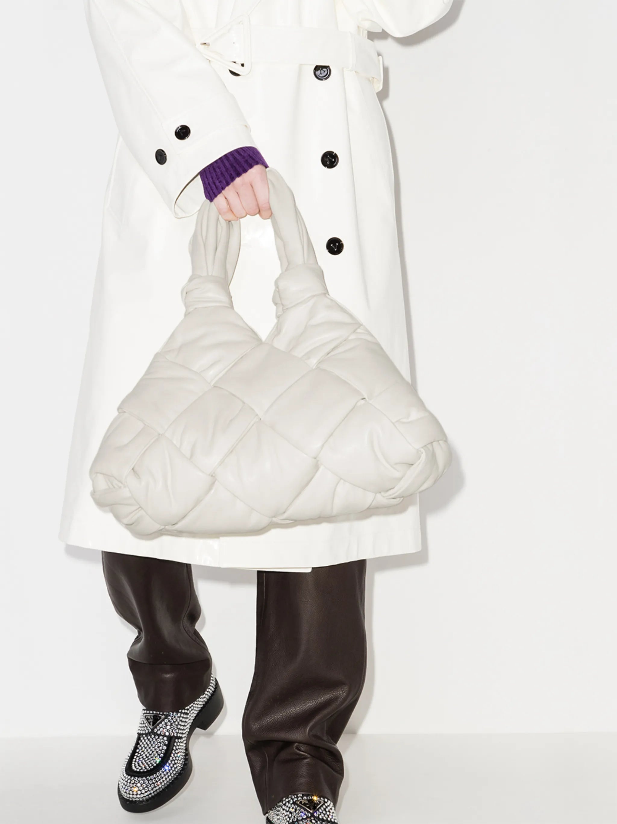 Padded Lock intrecciato tote bag
