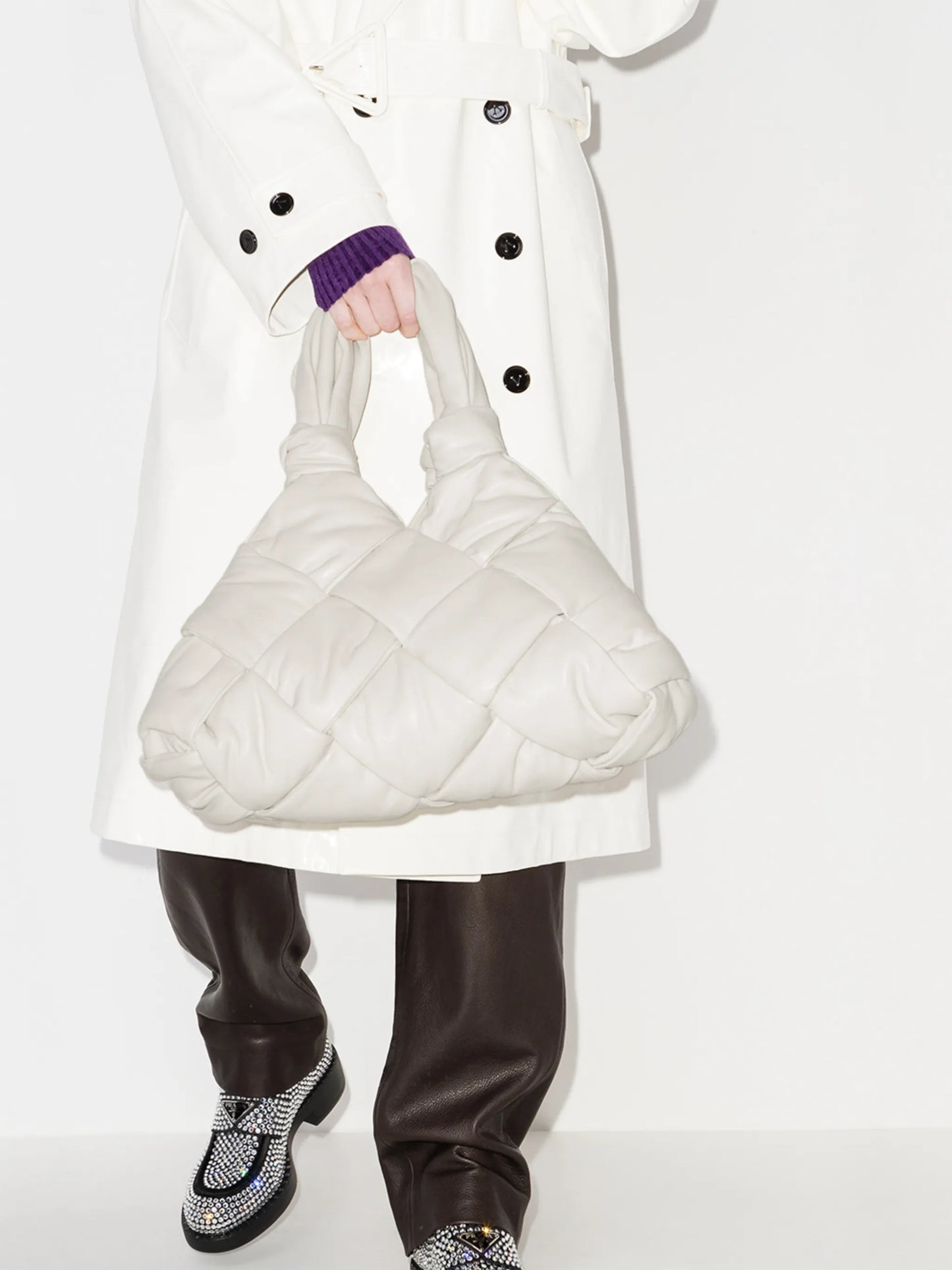 Padded Lock intrecciato tote bag