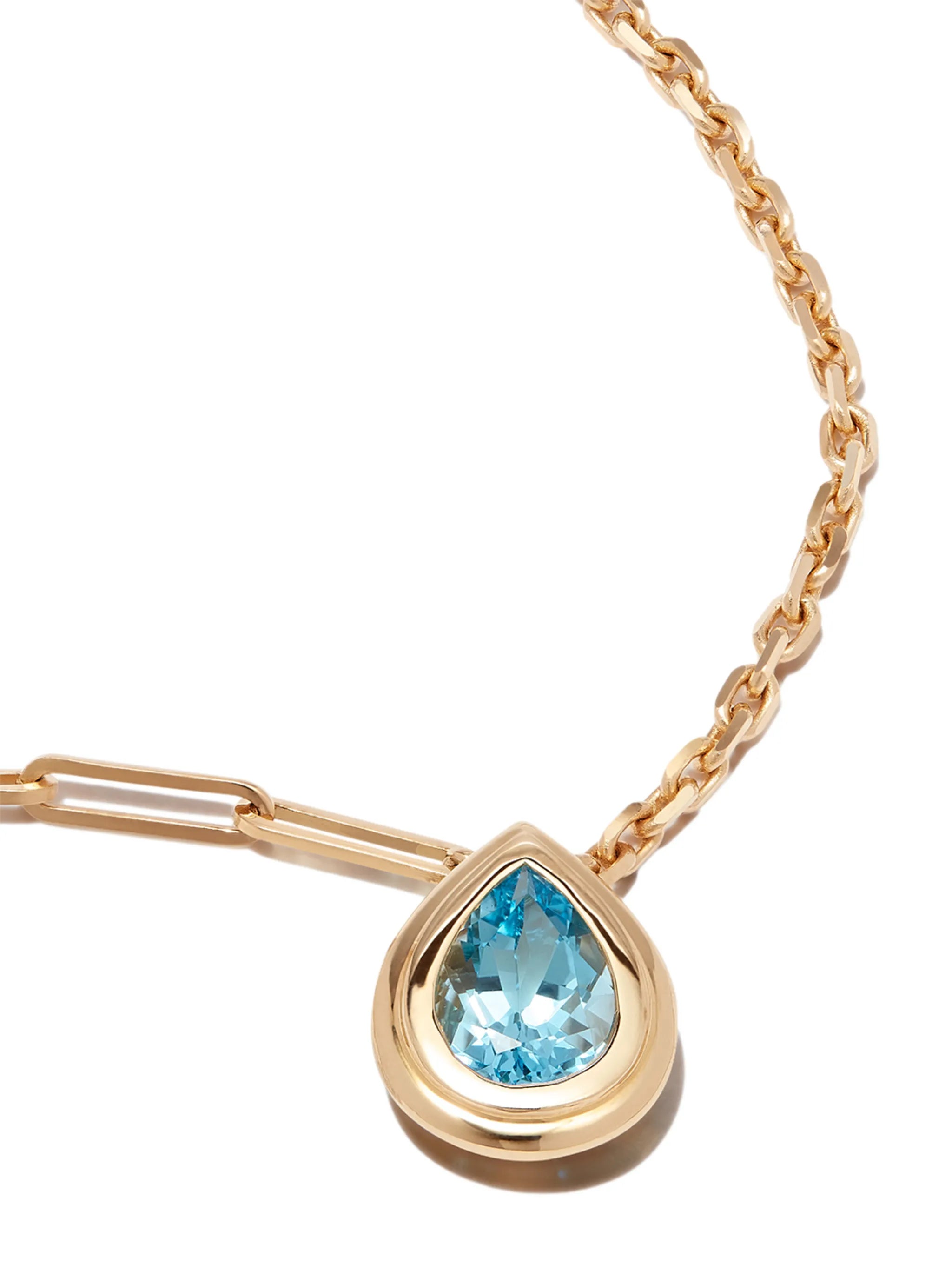 18kt yellow gold Swiss topaz pendant necklace