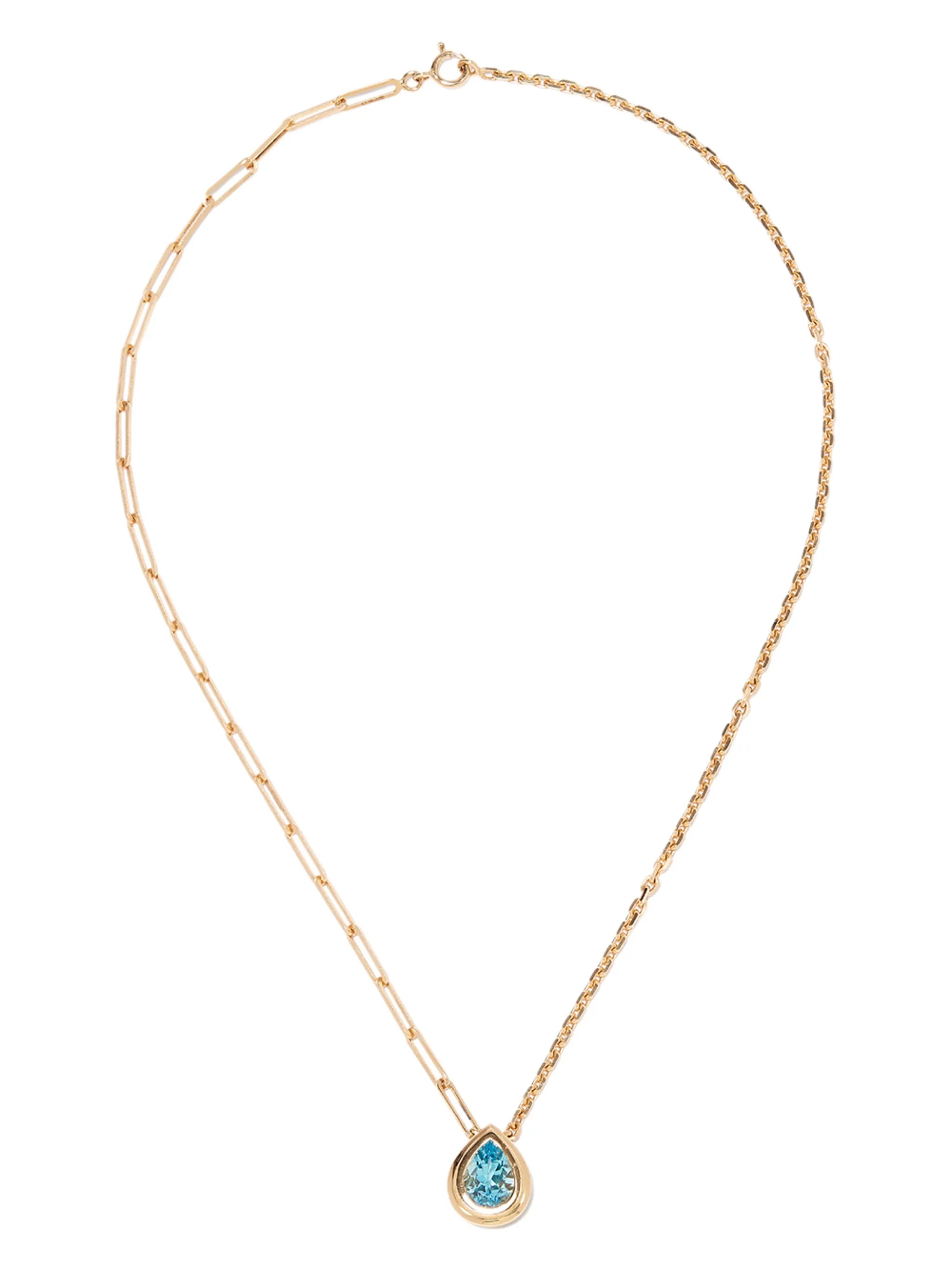 18kt yellow gold Swiss topaz pendant necklace