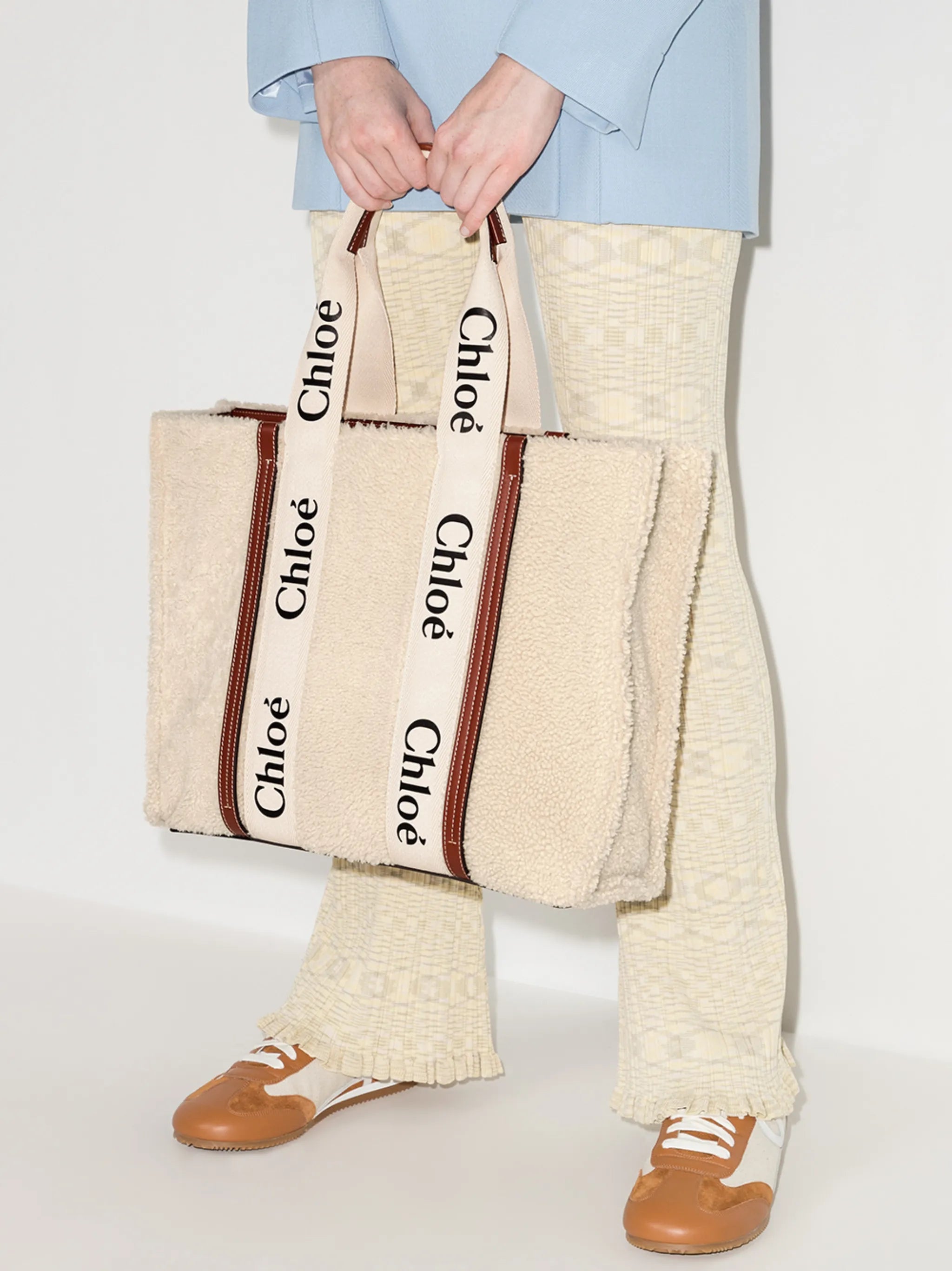 medium Woody shearling tote bag