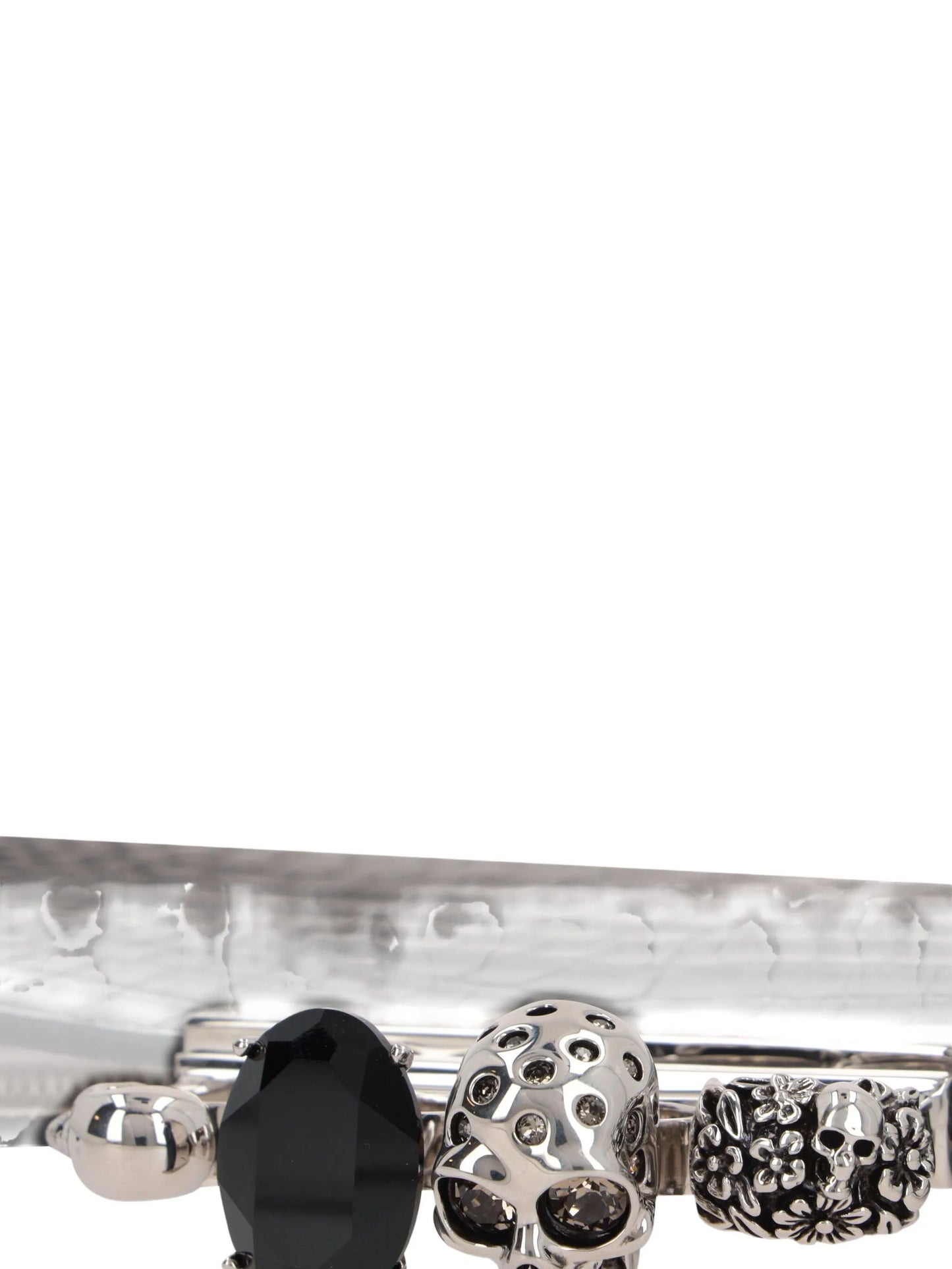 crocodile-embossed knuckleduster clutch