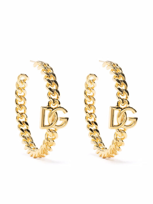 logo curb chain hoop earrings