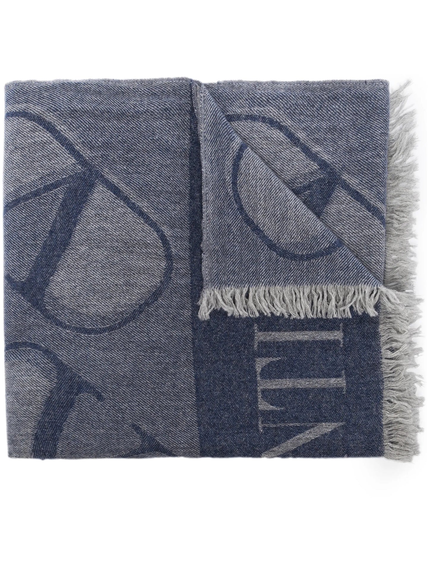 Vlogo jacquard fringed scarf