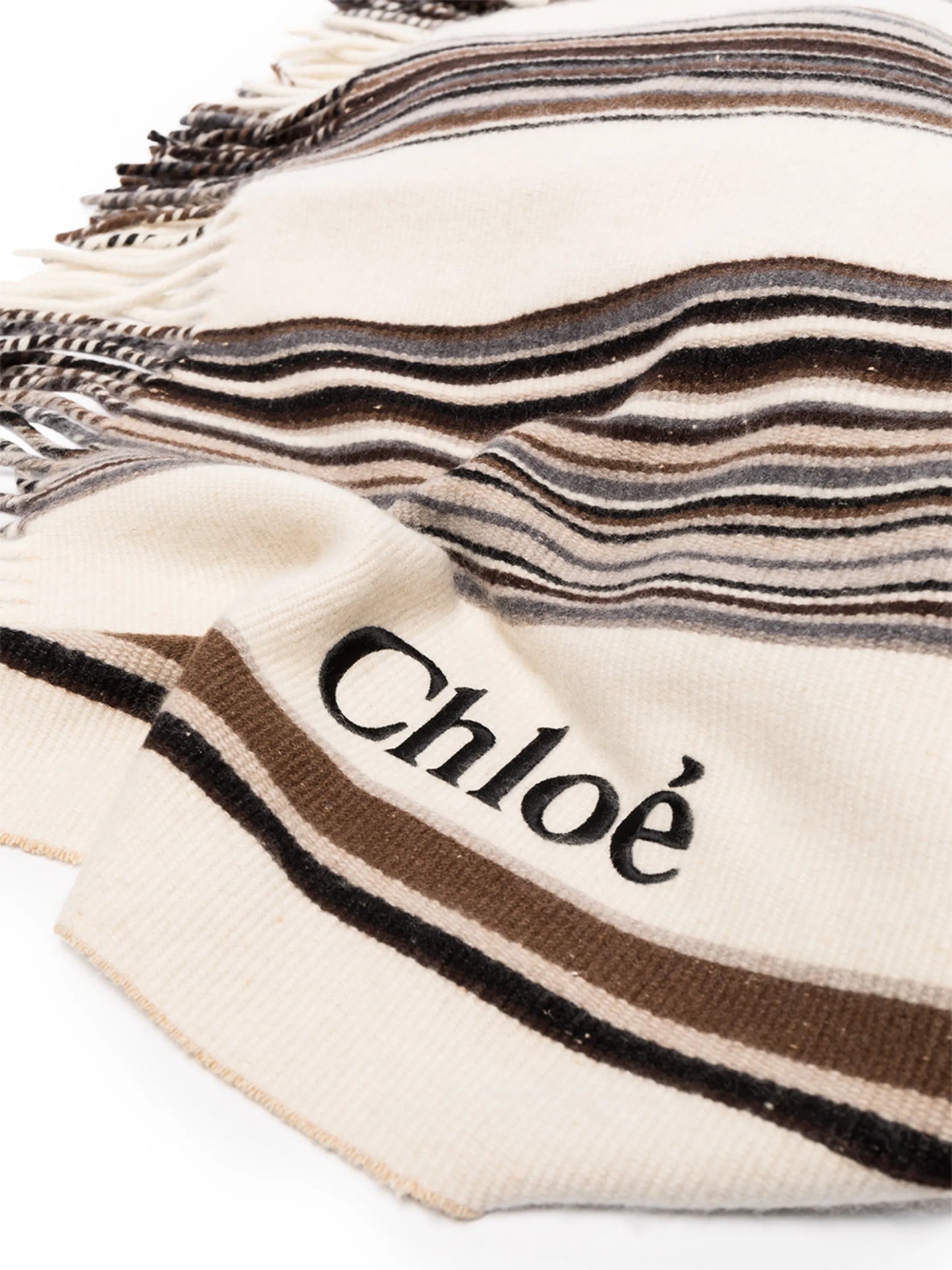 logo-embroidered striped blanket
