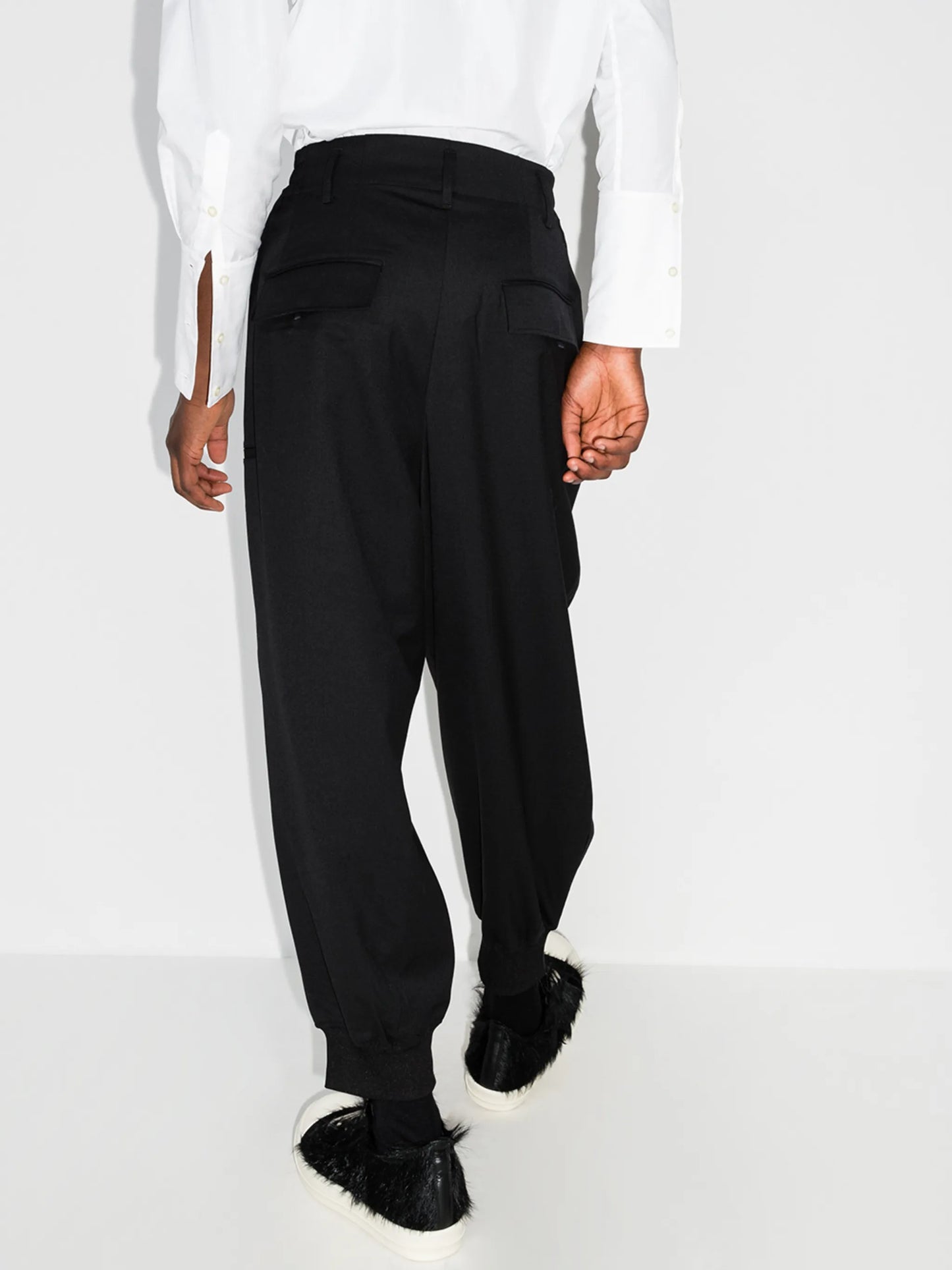 drop-crotch track pants