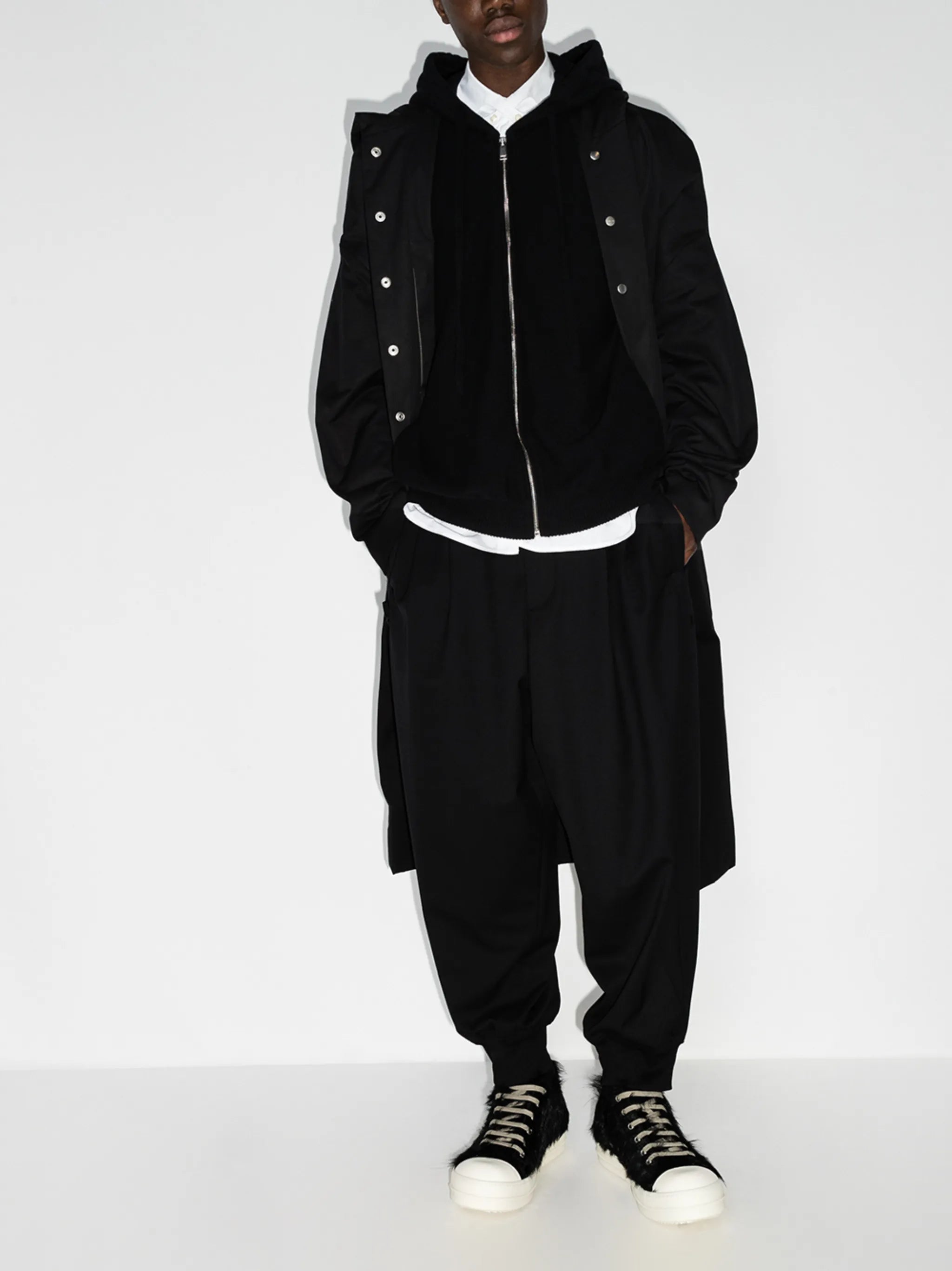 drop-crotch track pants