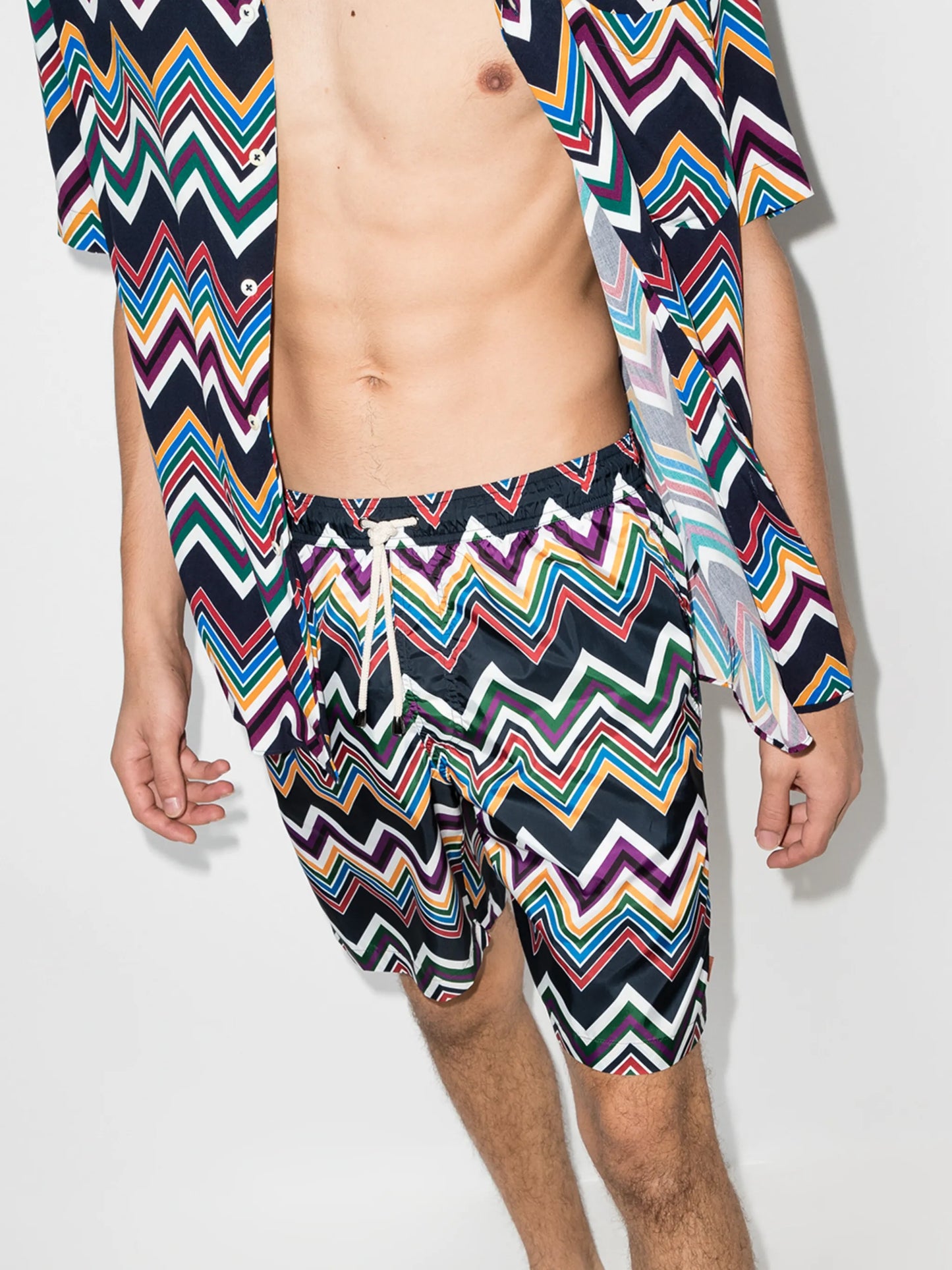 Zigzag print swim shorts