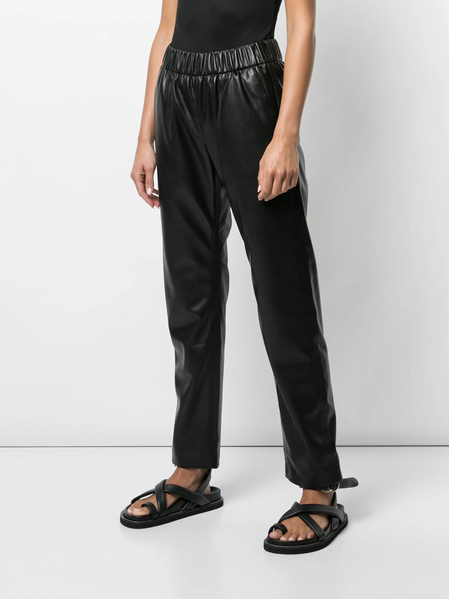 leather-effect elasticated pants