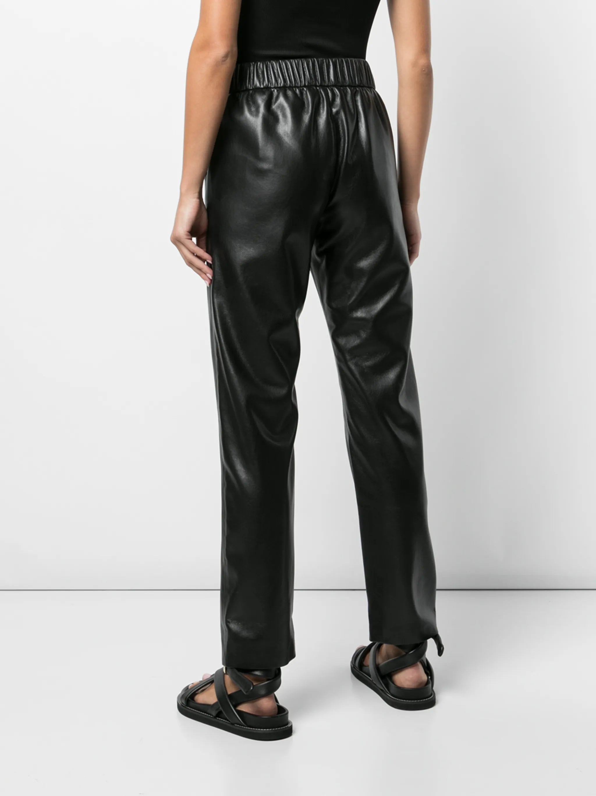 leather-effect elasticated pants