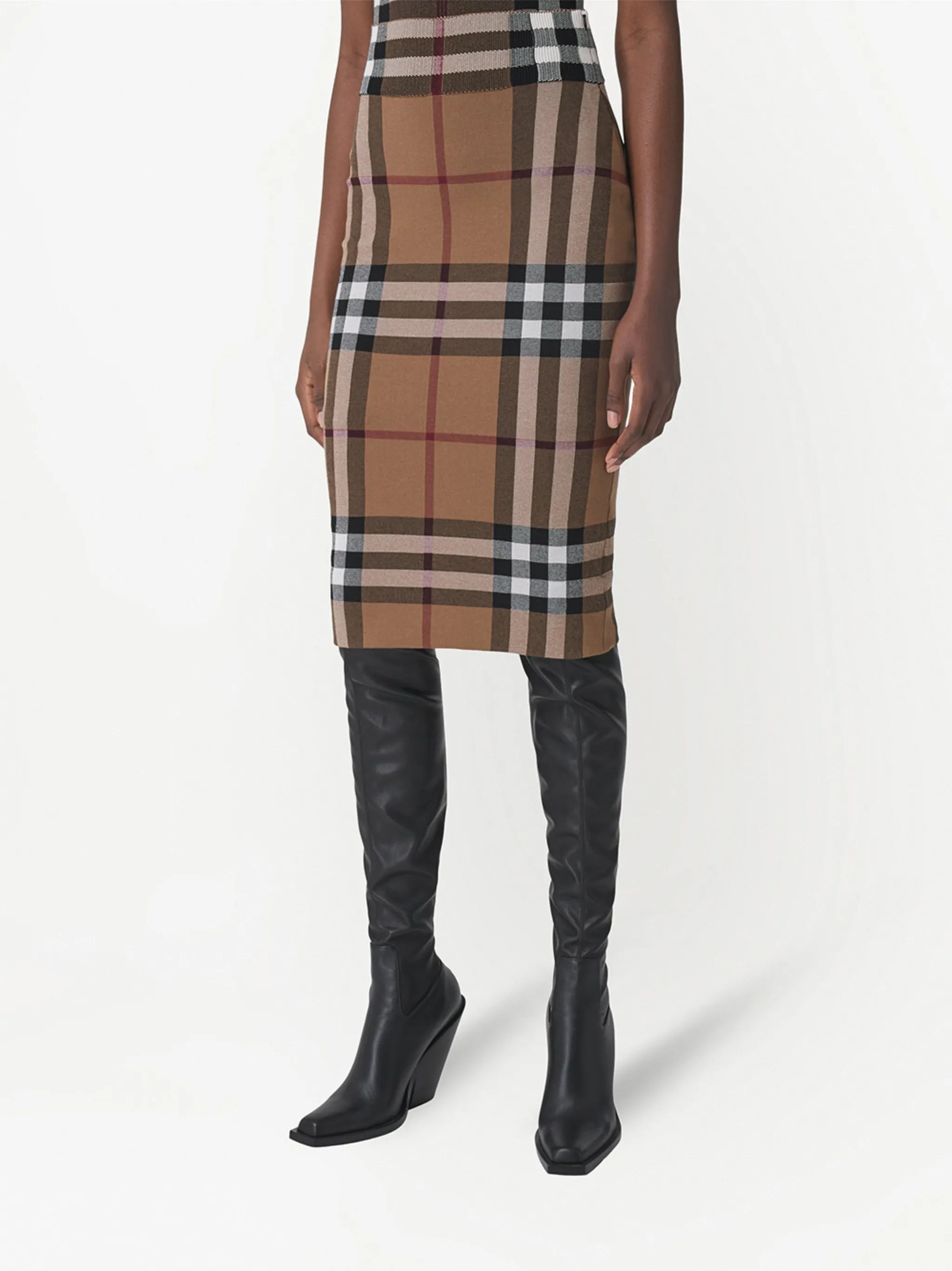 Vintage Check jacquard midi skirt