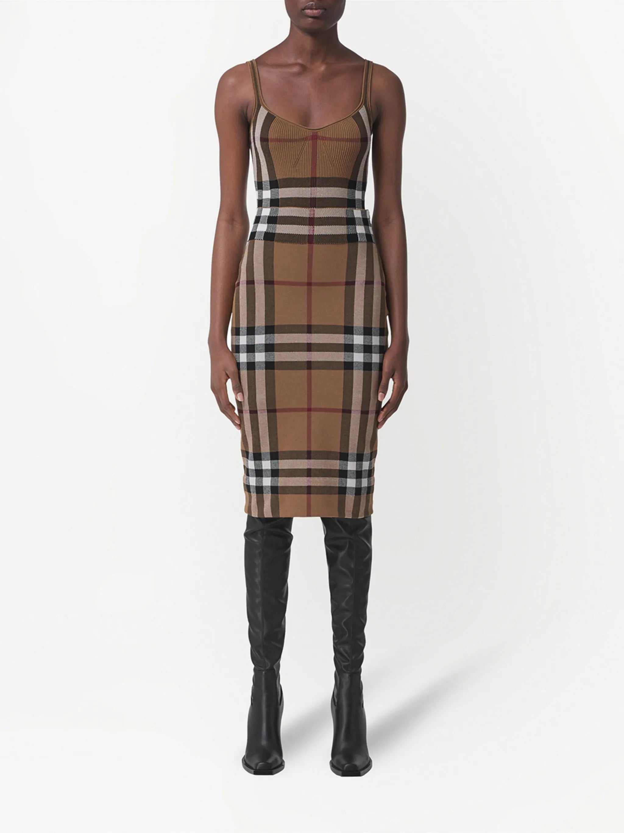 Vintage Check jacquard midi skirt