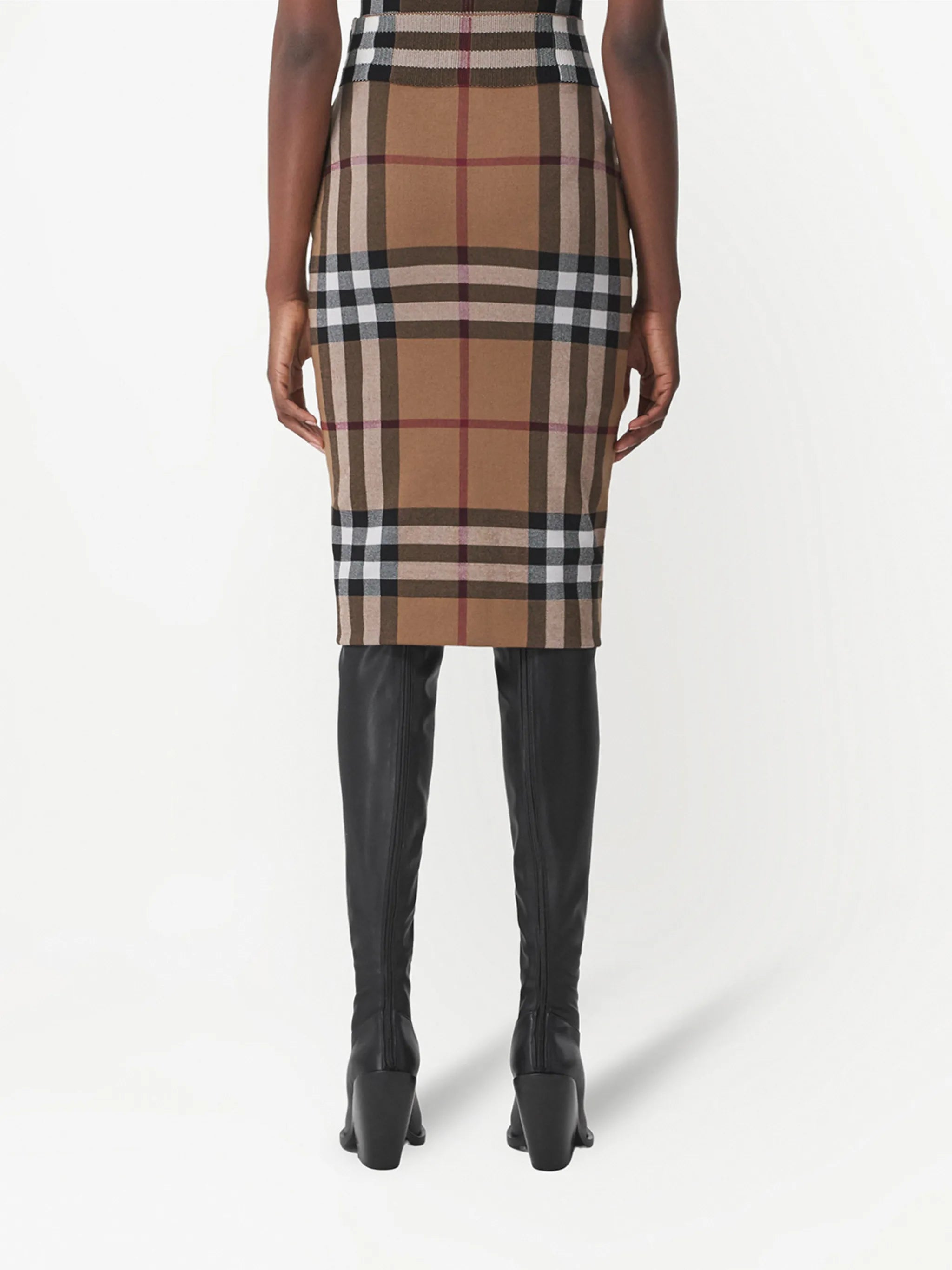 Vintage Check jacquard midi skirt