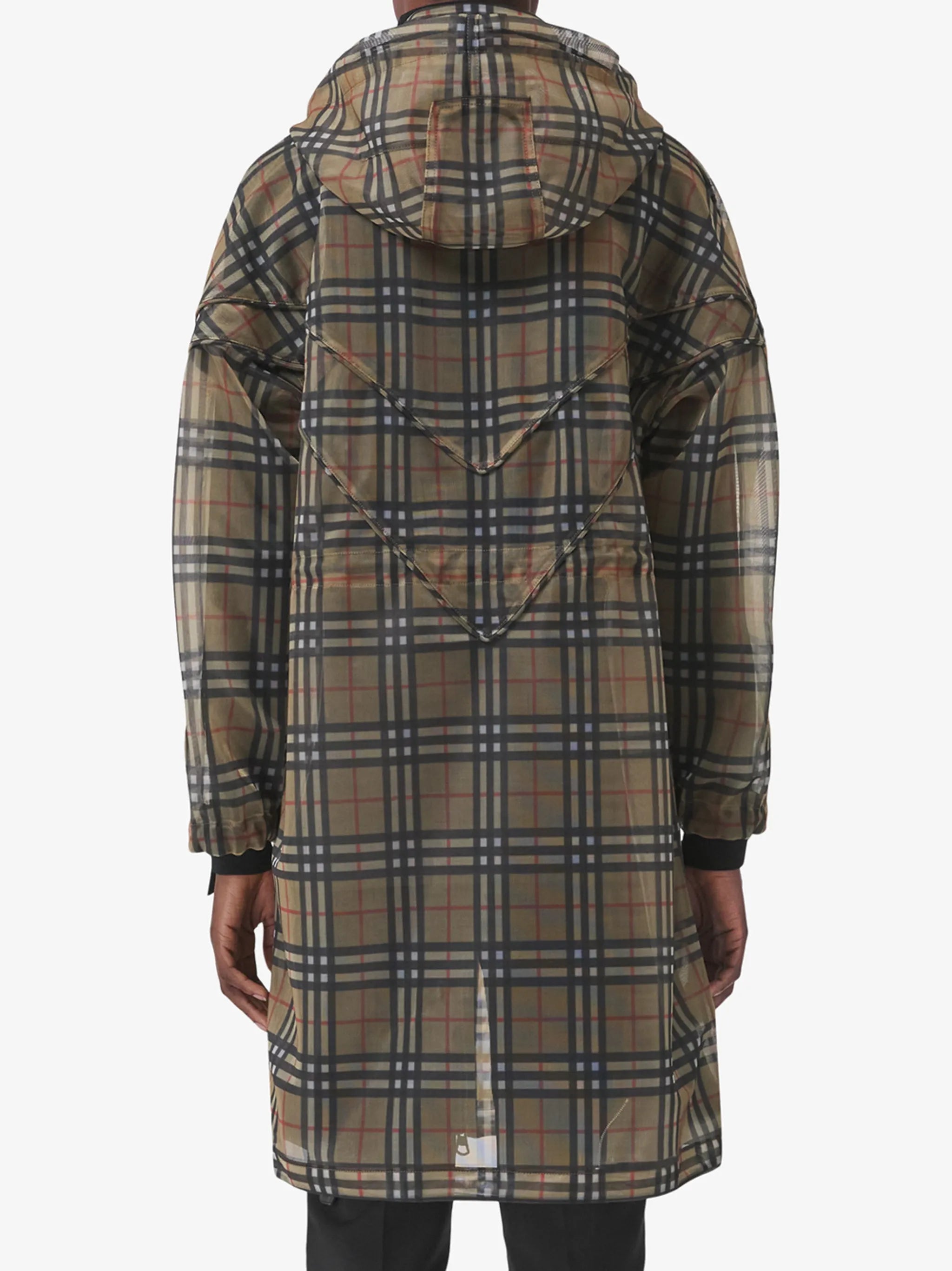 Vintage Check mesh parka coat