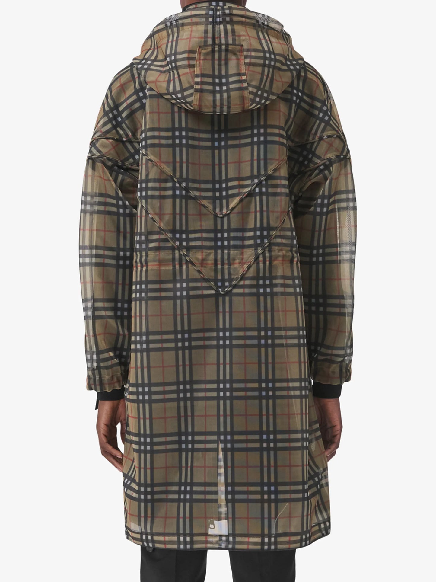 Vintage Check mesh parka coat