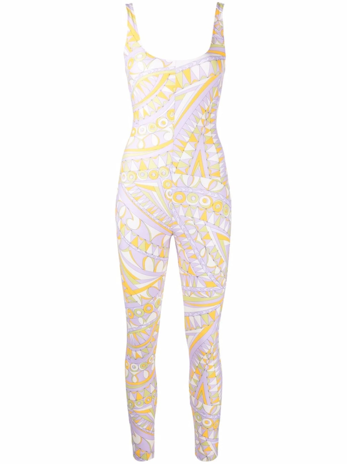 Bandierine-print U-neck jumpsuit