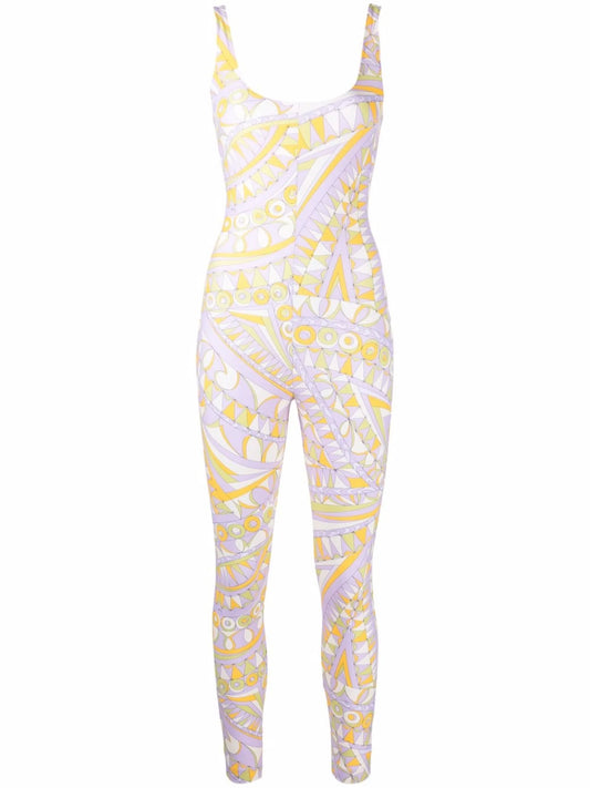 Bandierine-print U-neck jumpsuit