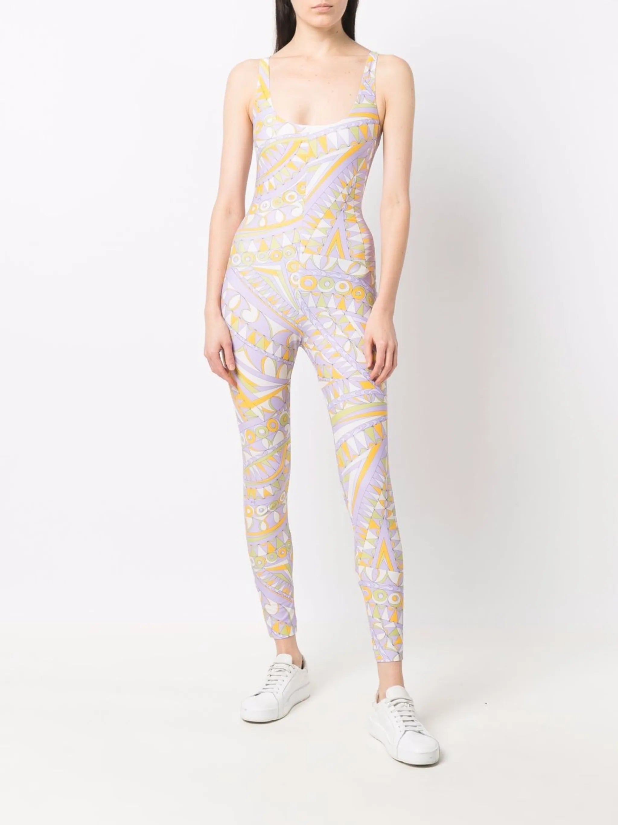 Bandierine-print U-neck jumpsuit