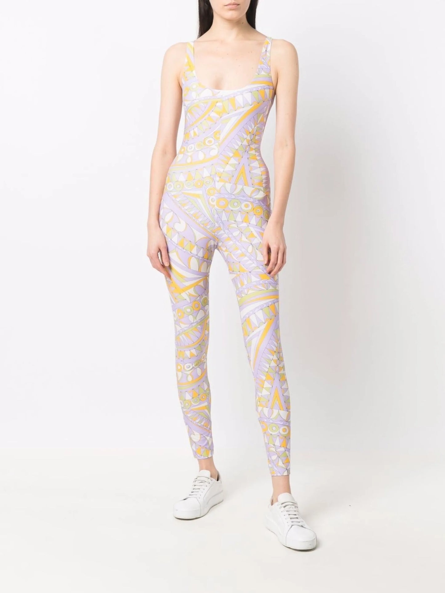 Bandierine-print U-neck jumpsuit