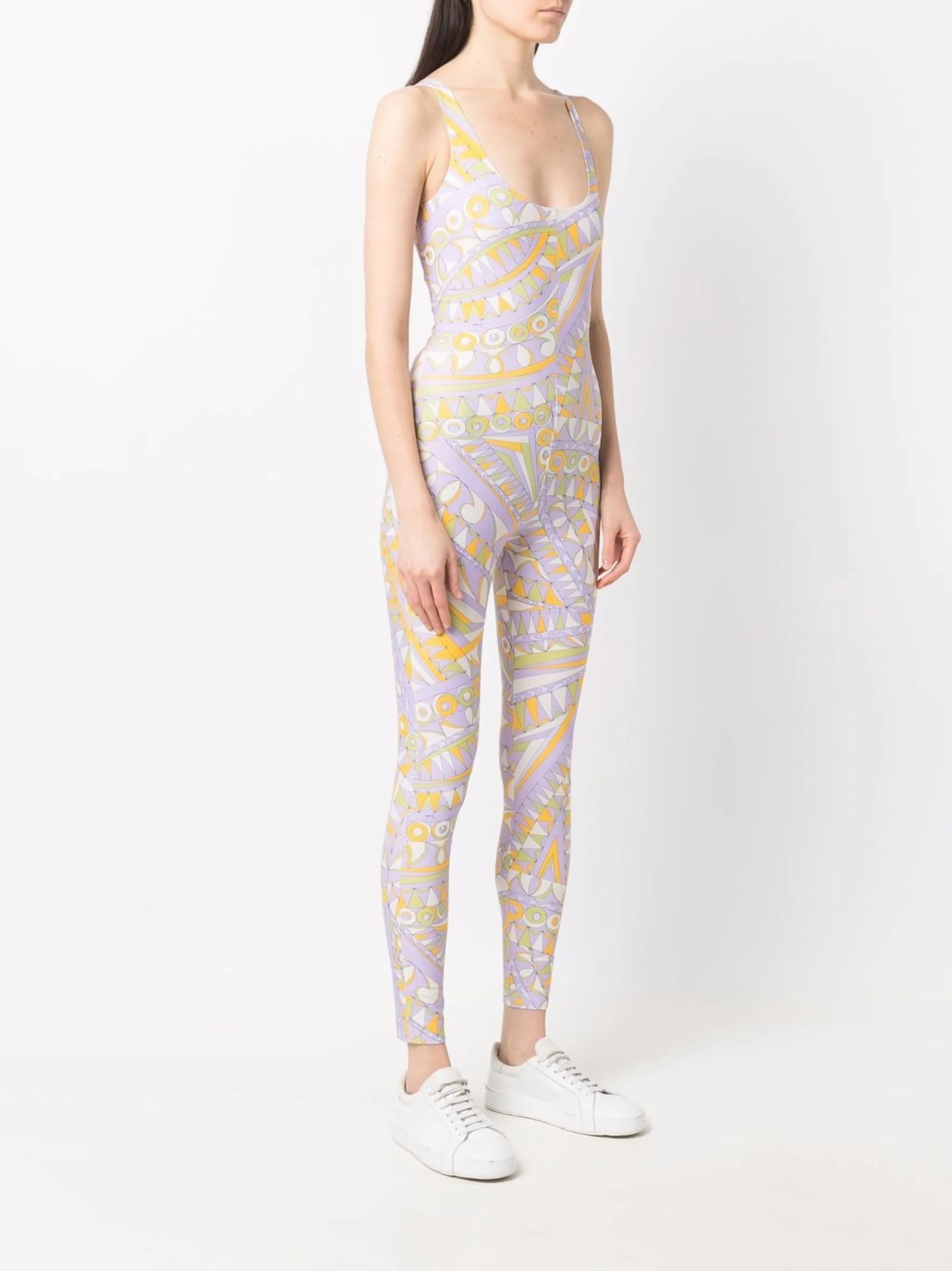 Bandierine-print U-neck jumpsuit