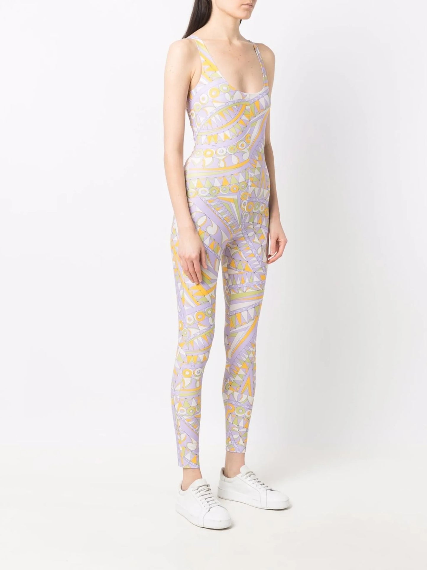 Bandierine-print U-neck jumpsuit