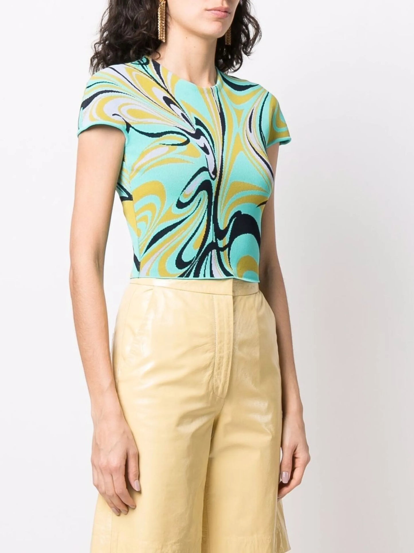 Onde-print knitted T-shirt