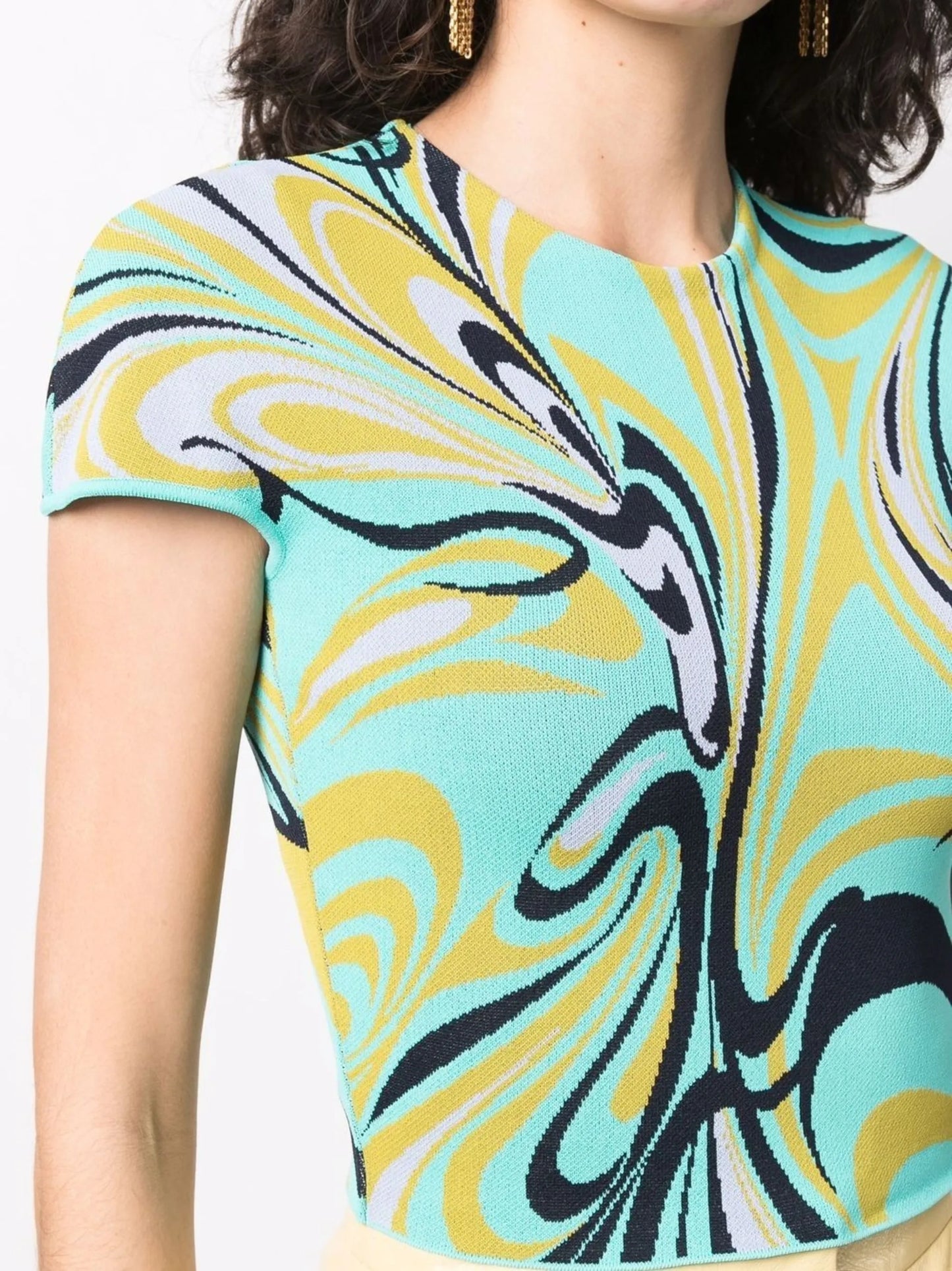 Onde-print knitted T-shirt